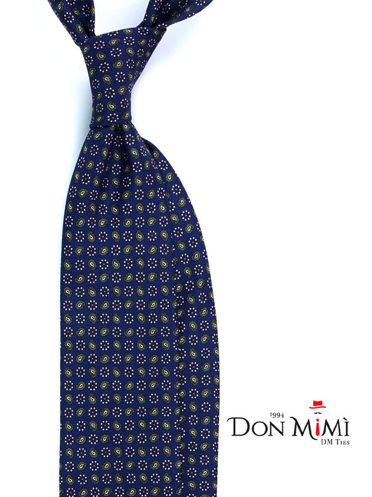 Blue/Green 3 Folds VITTORIA Silk Printed Tie