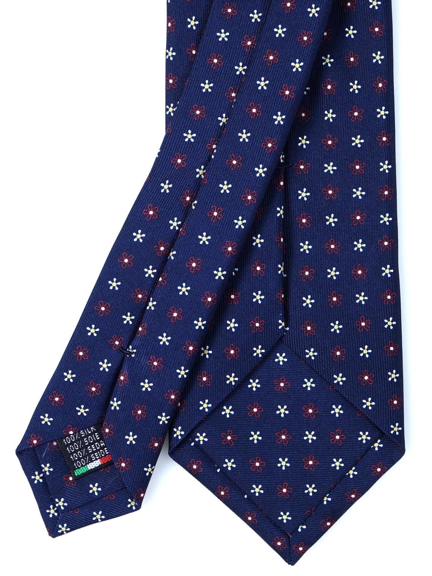Blue/Red Tie with HAPPY Folds in English Printed Silk