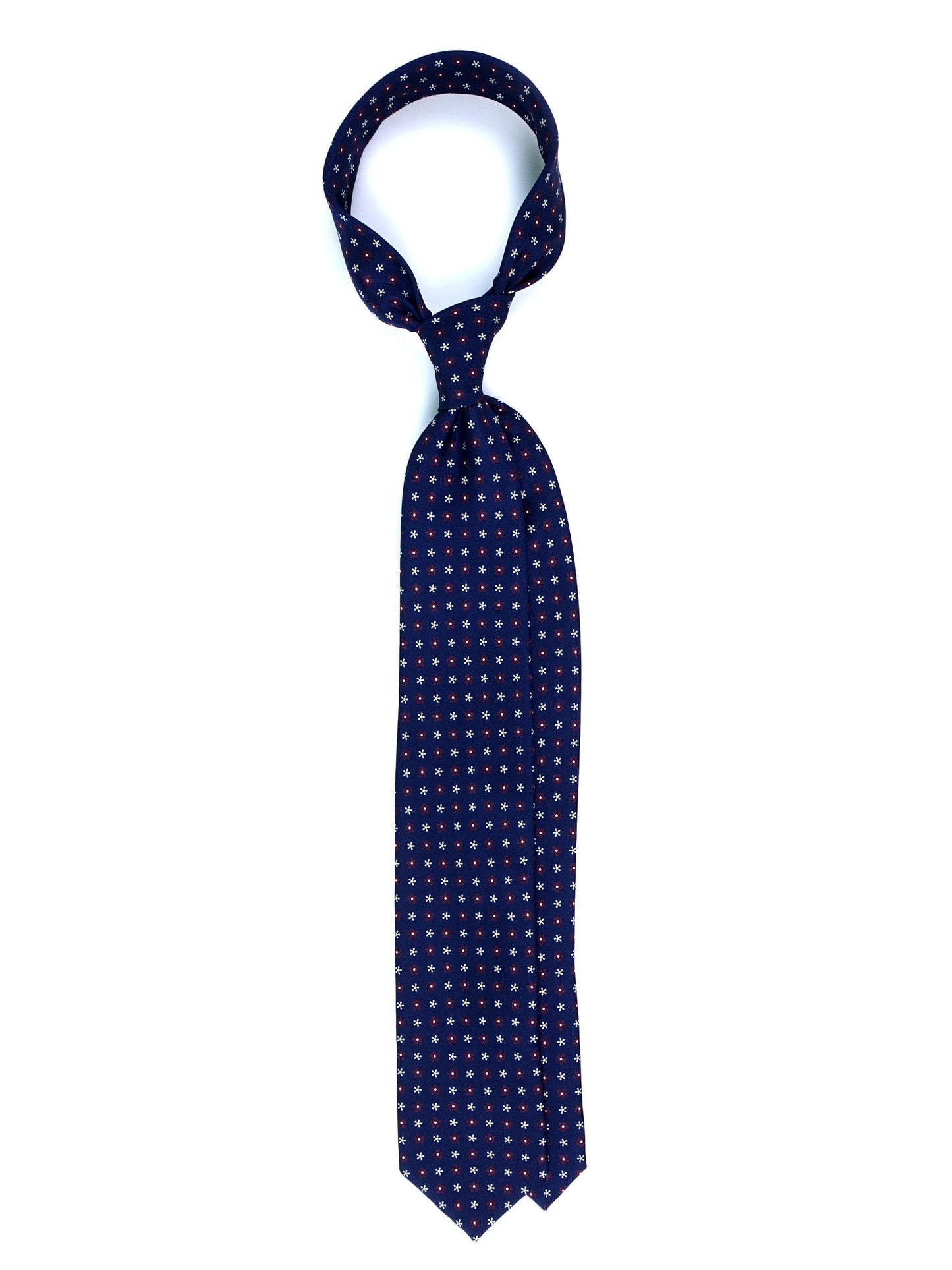 Blue/Red Tie with HAPPY Folds in English Printed Silk