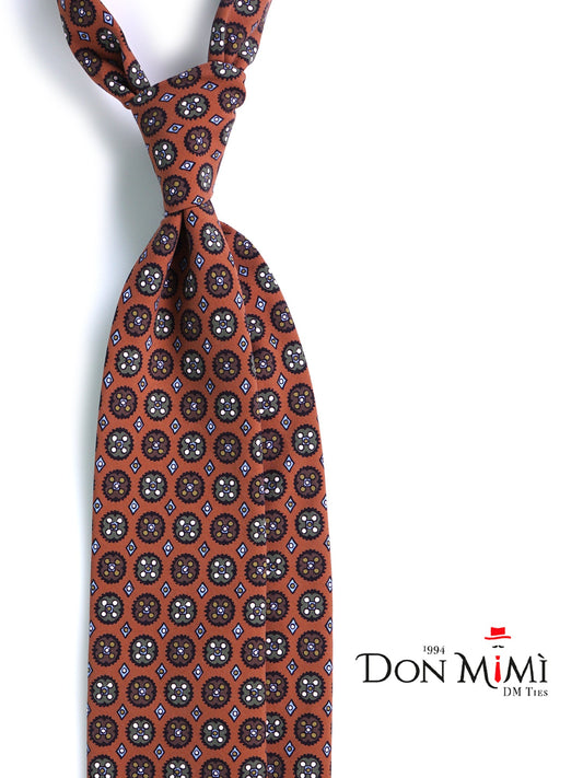 Brown 3 Folds CORLETO Tie in Italian Madder Silk