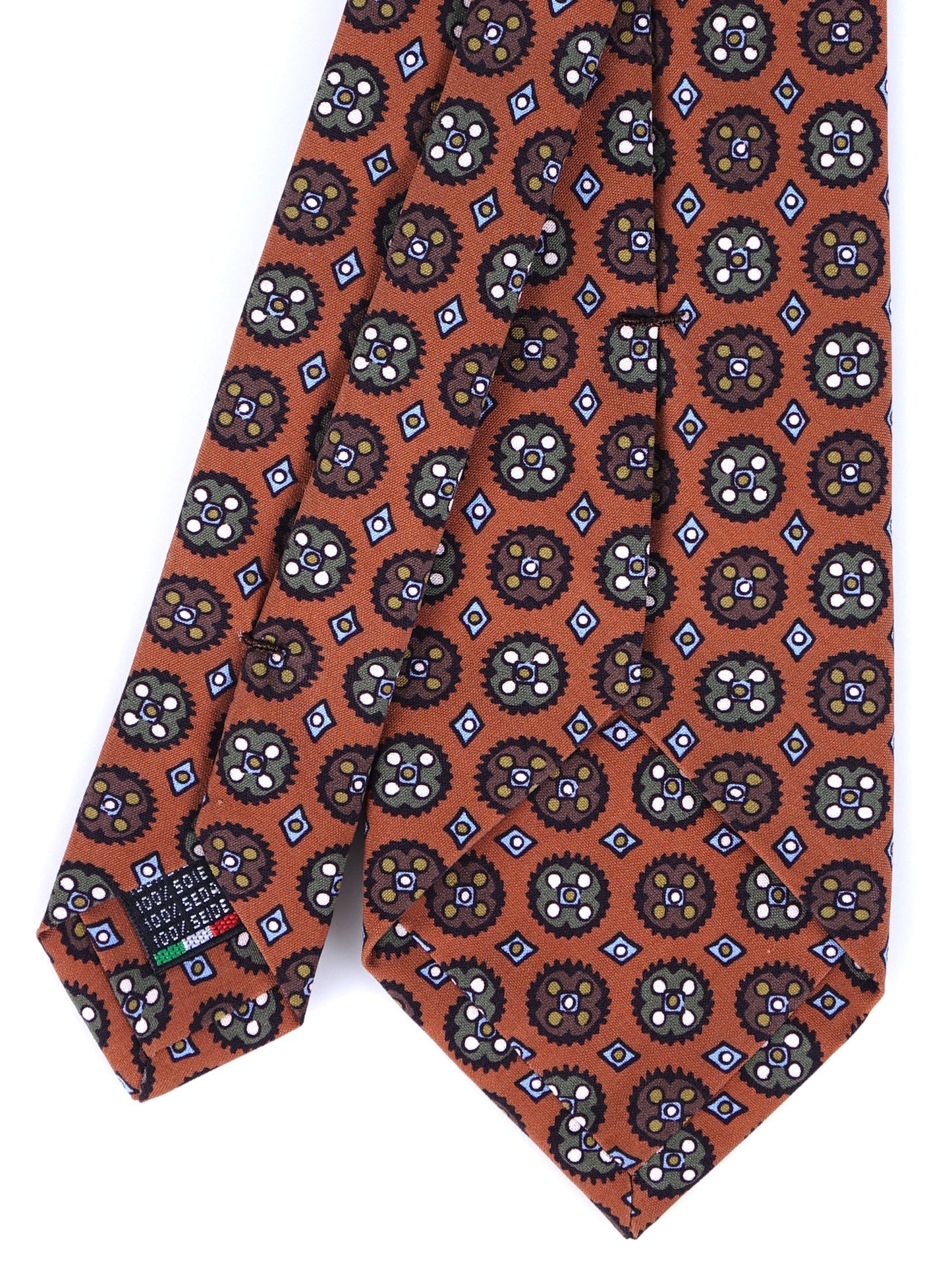 Brown 3 Folds CORLETO Tie in Italian Madder Silk