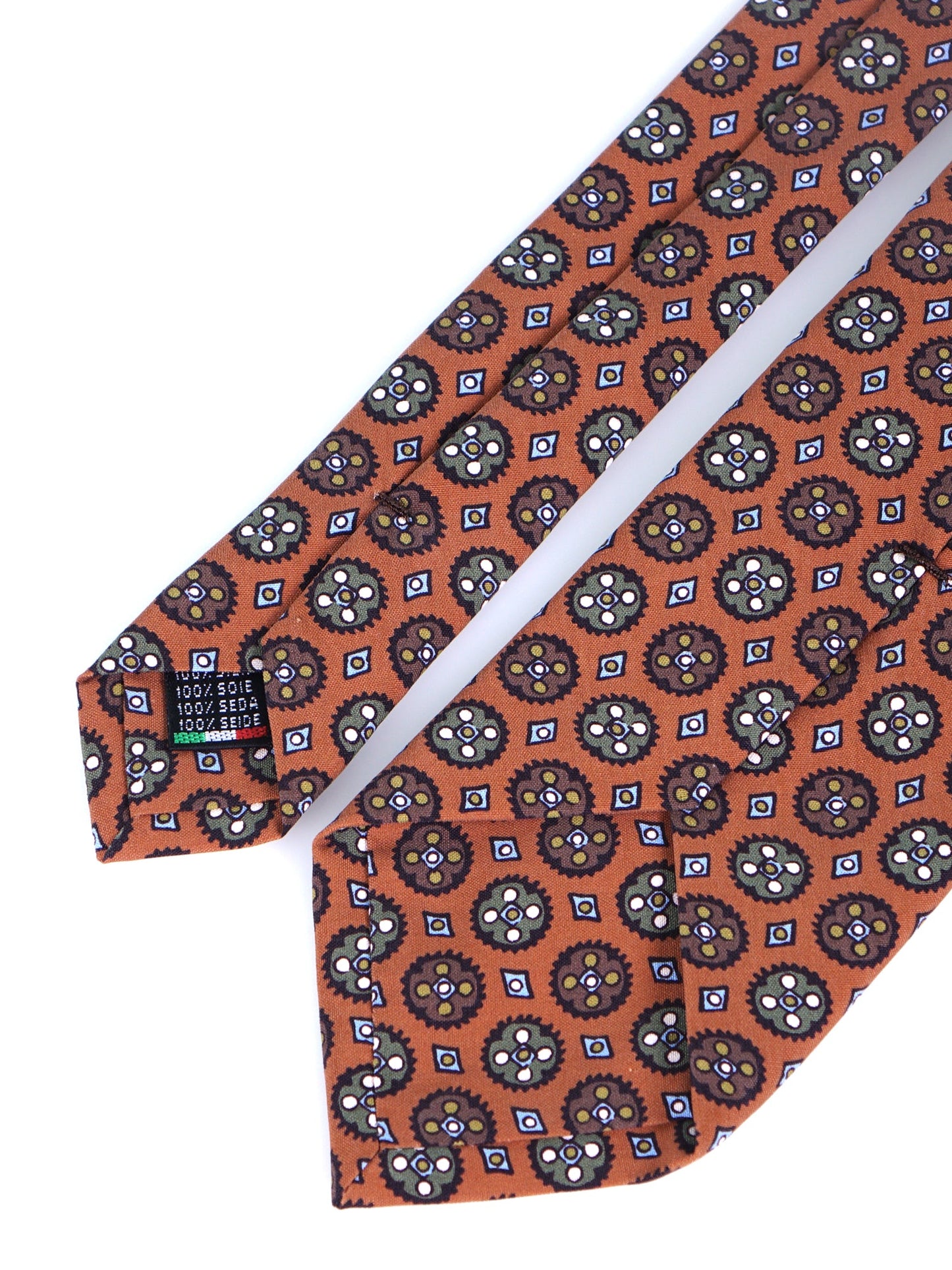 Brown 3 Folds CORLETO Tie in Italian Madder Silk