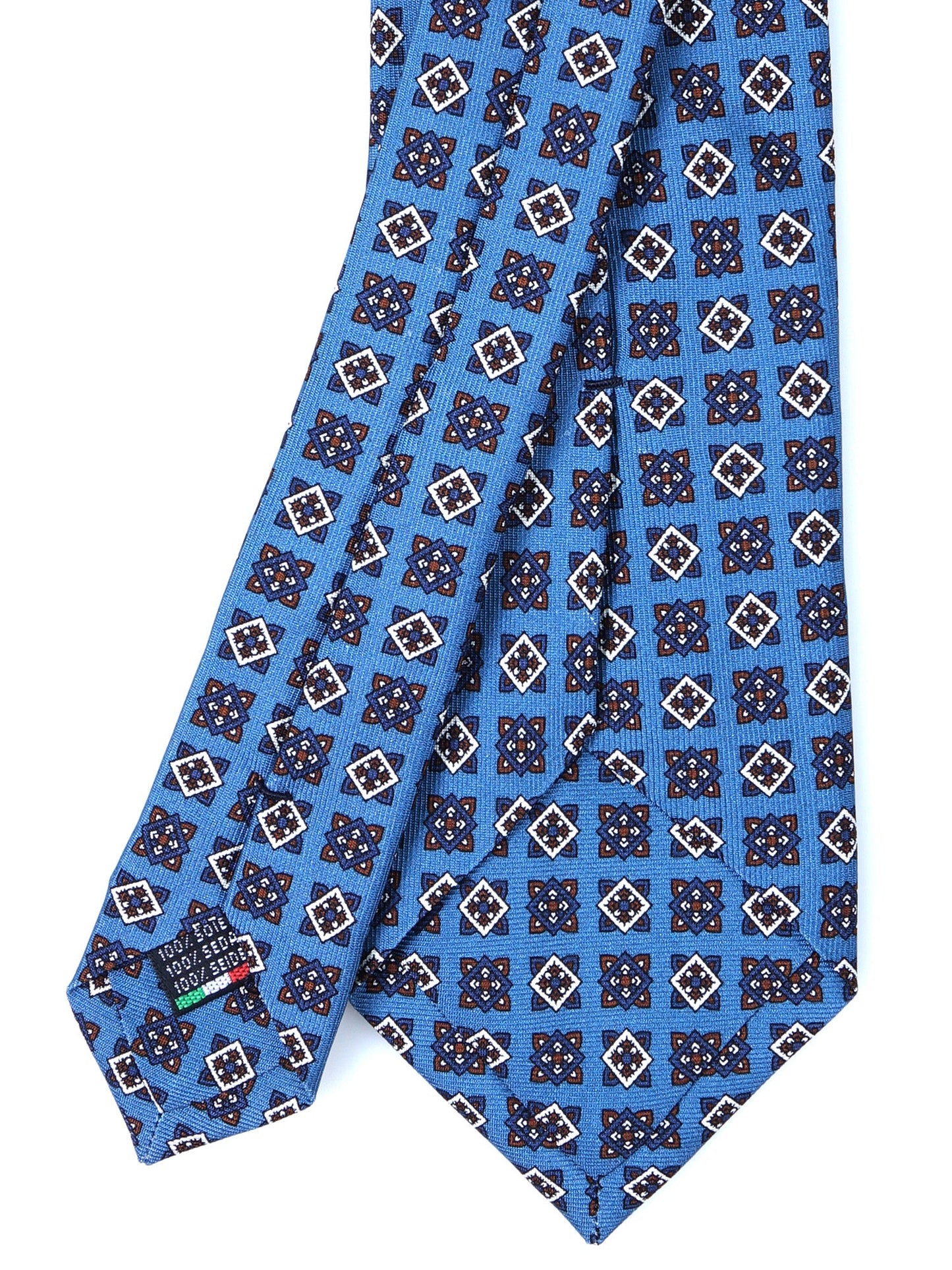 Teal 3 Folds ASSUNTA in printed silk