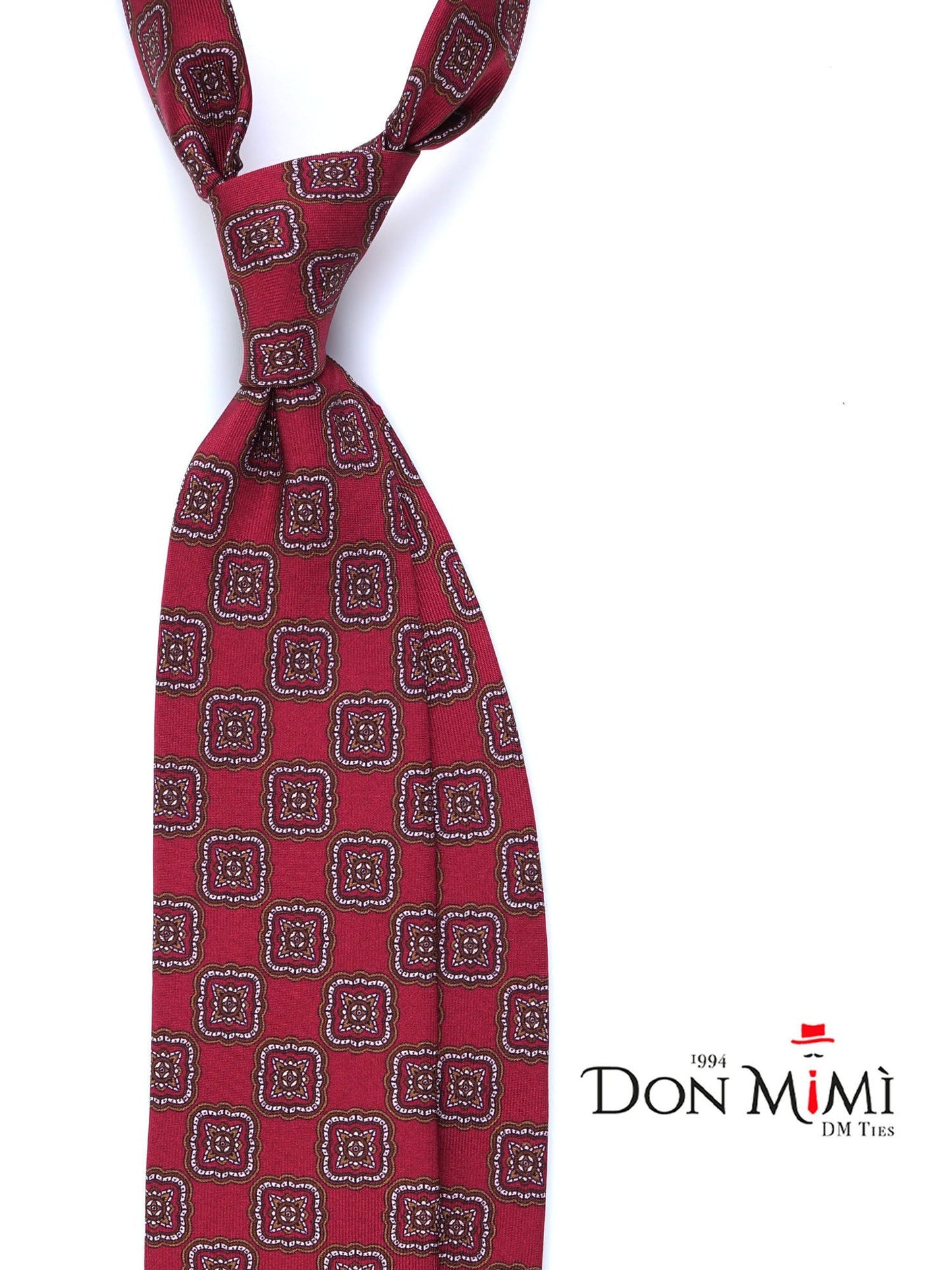 Red 3 Folds MASSY Silk Printed Luxury Tie