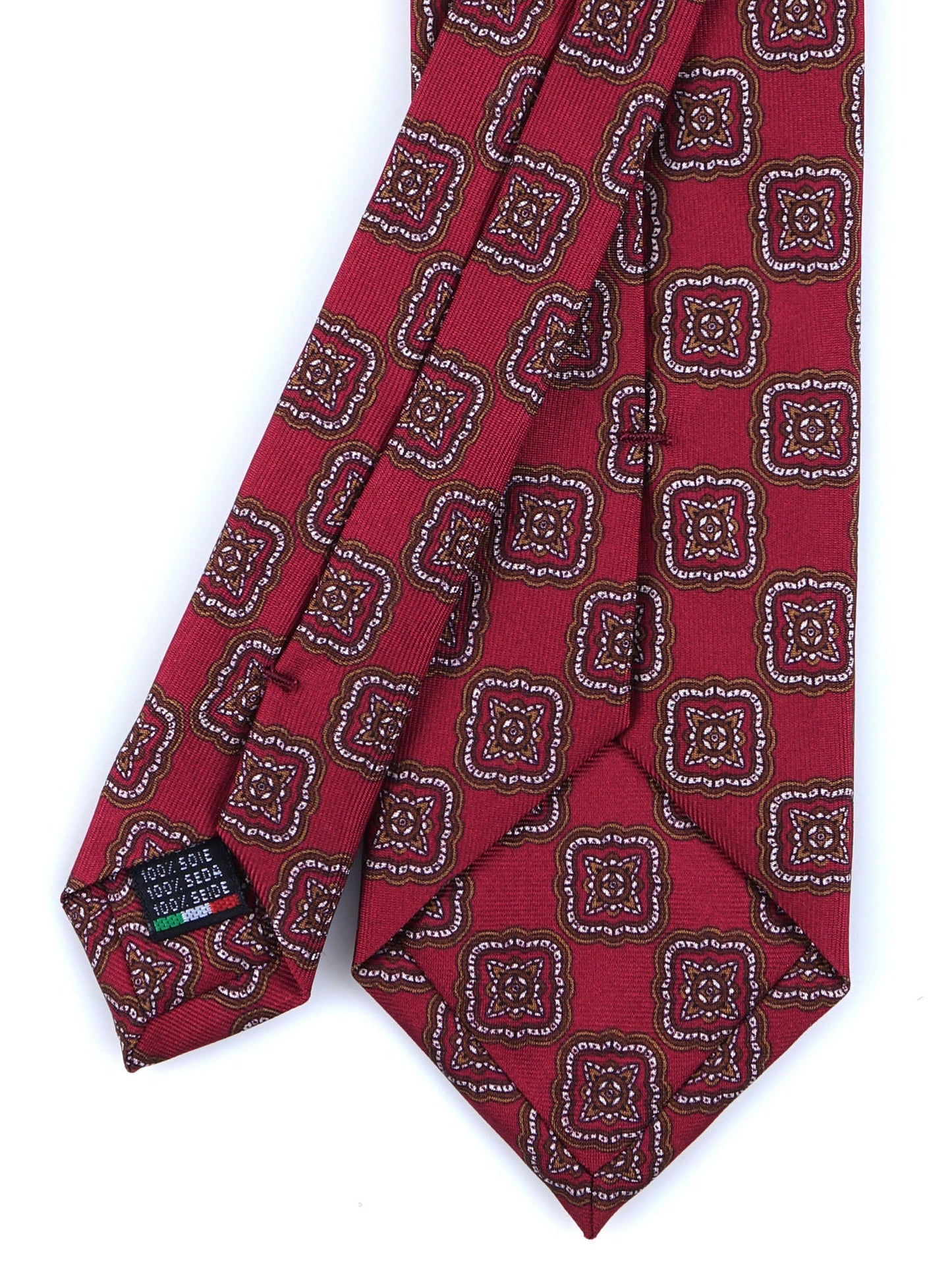 Red 3 Folds MASSY Silk Printed Luxury Tie