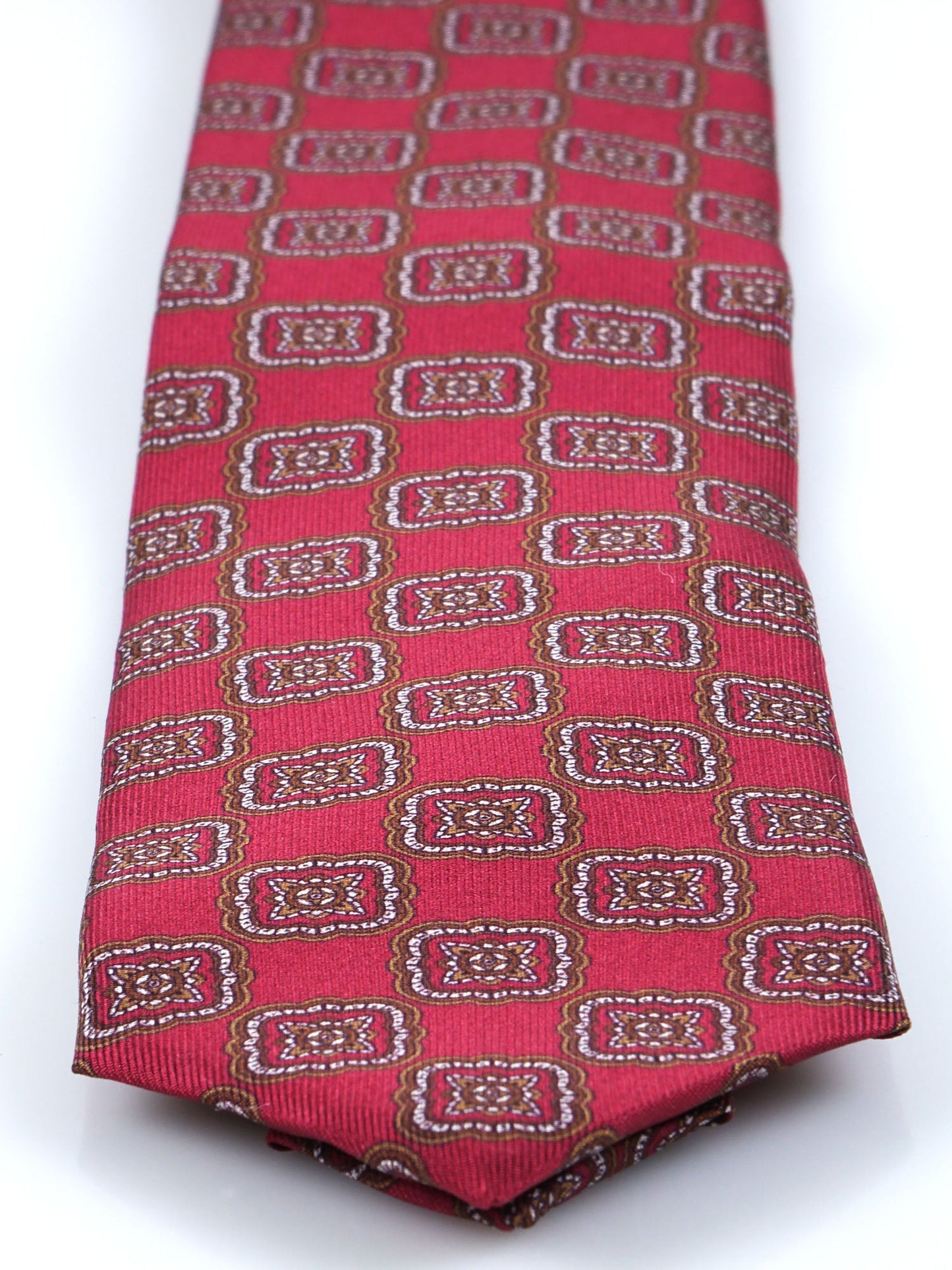 Red 3 Folds MASSY Silk Printed Luxury Tie