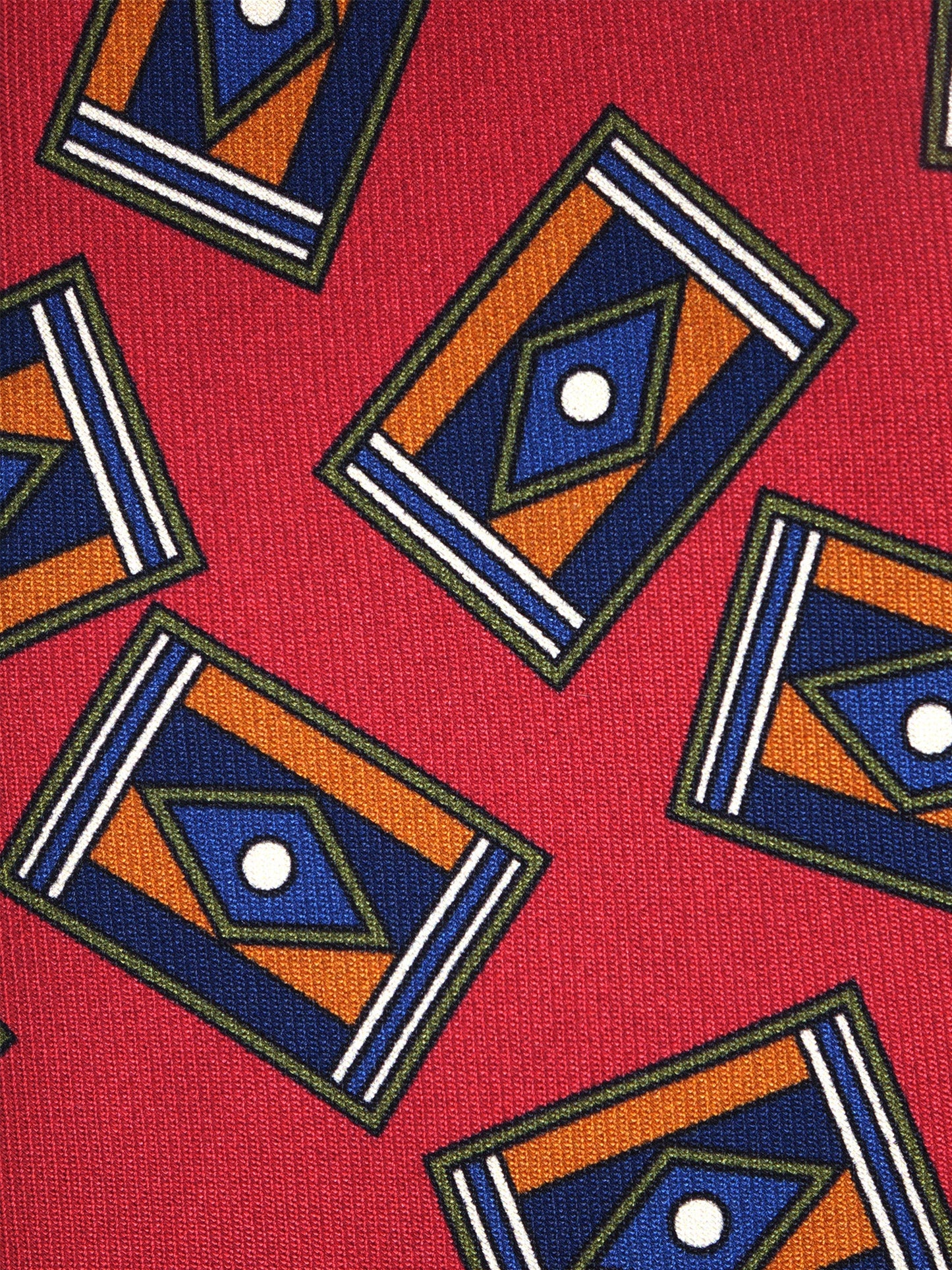 Red 3 Fold LEYA Tie in Printed English Silk