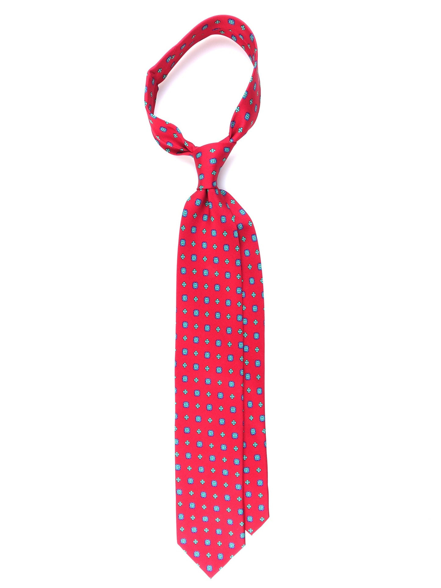 Red 3 Fold Silk Luxury Printed Tie ALEX