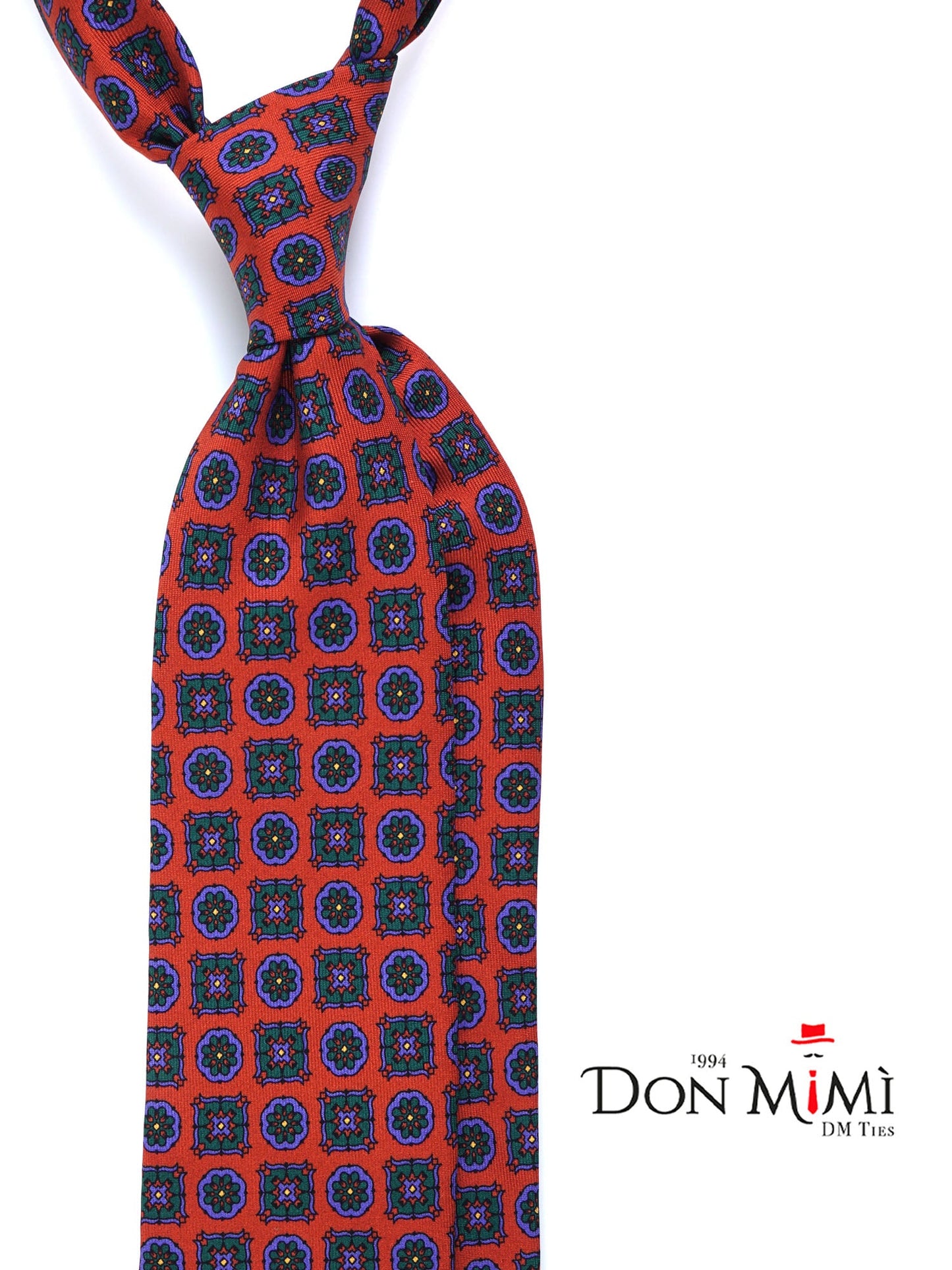 Orange 3 Fold Silk Madder Tie DILETTA