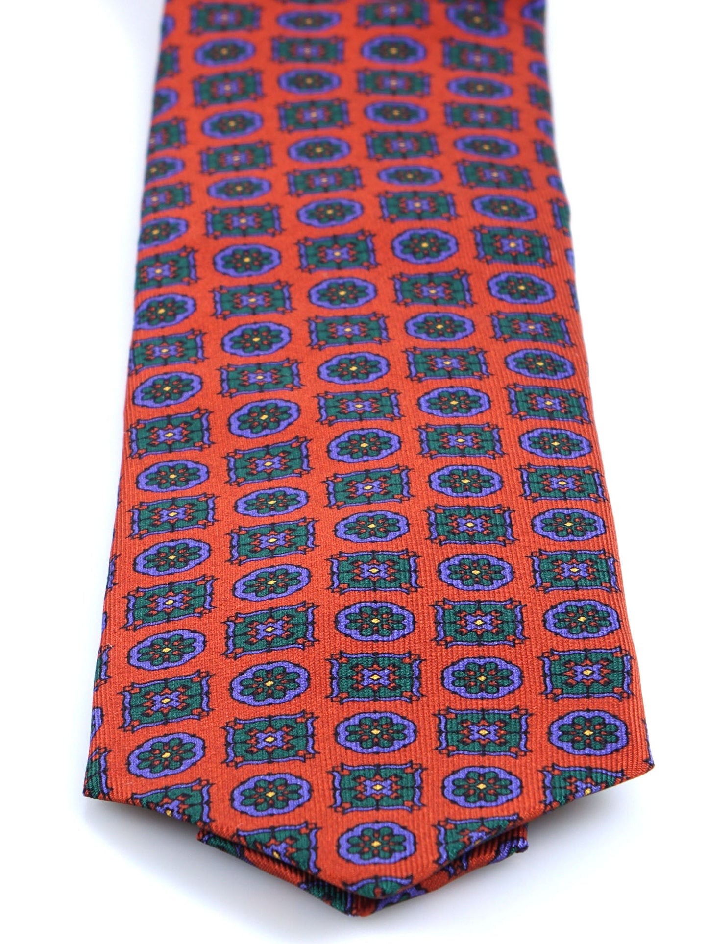 Orange 3 Fold Silk Madder Tie DILETTA