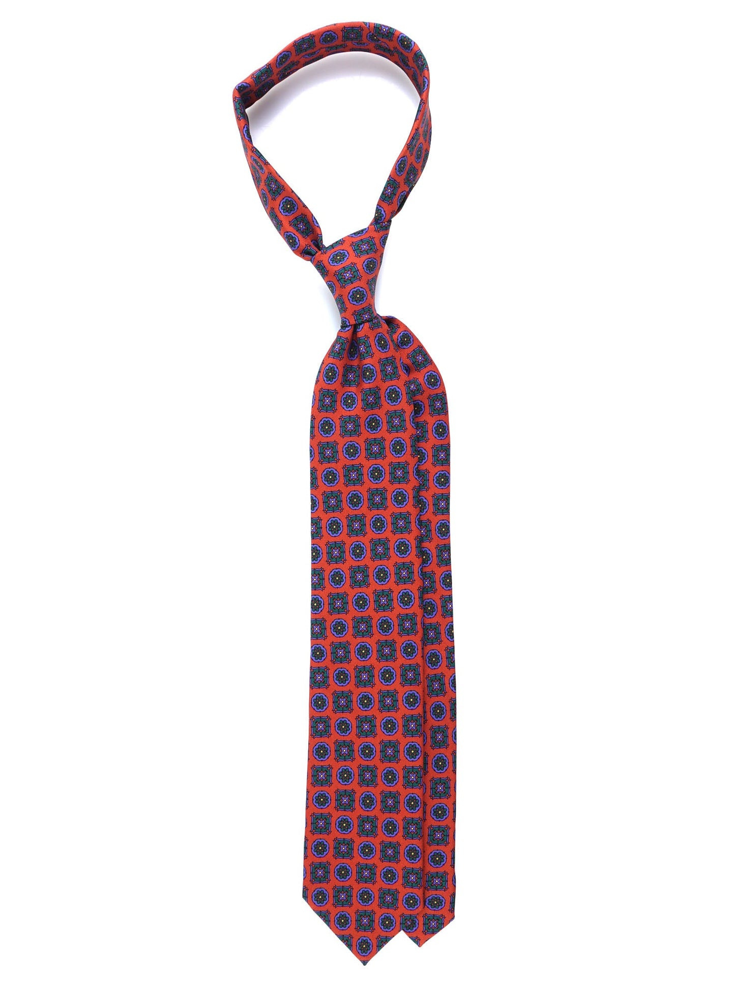 Orange 3 Fold Silk Madder Tie DILETTA