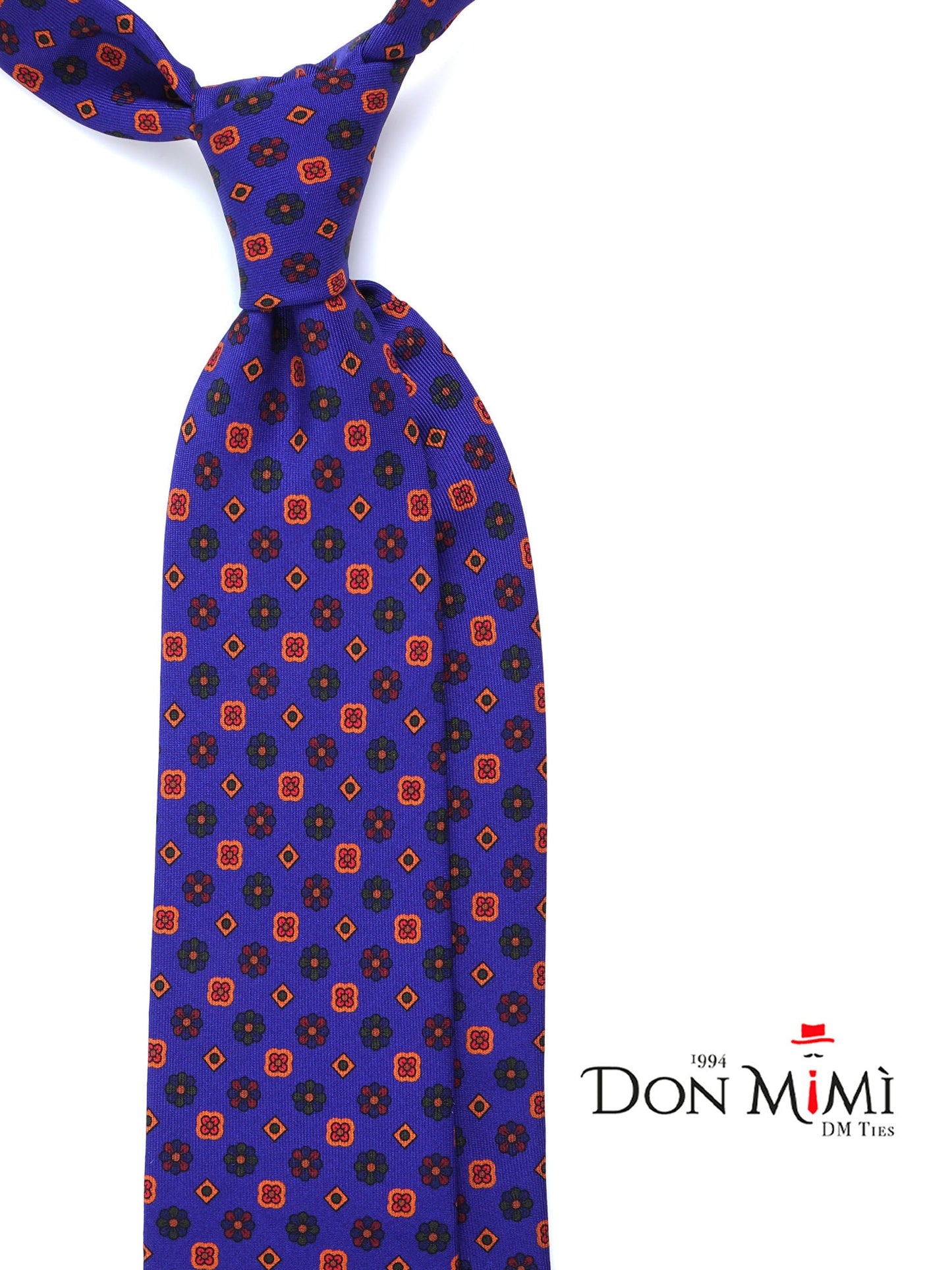 Electric Blue 3 Fold Silk Madder Tie FIONA