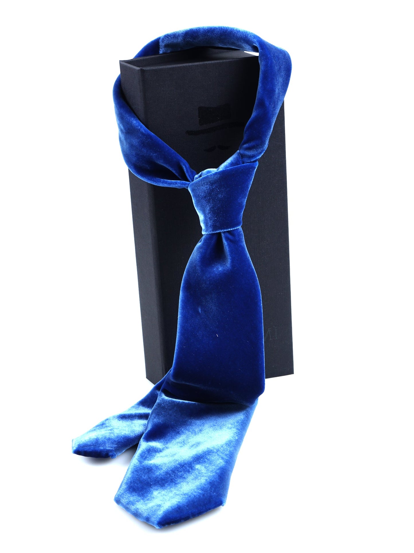 3 Fold Women's Sky Blue Velvet Silk and Viscose Tie CONRAD