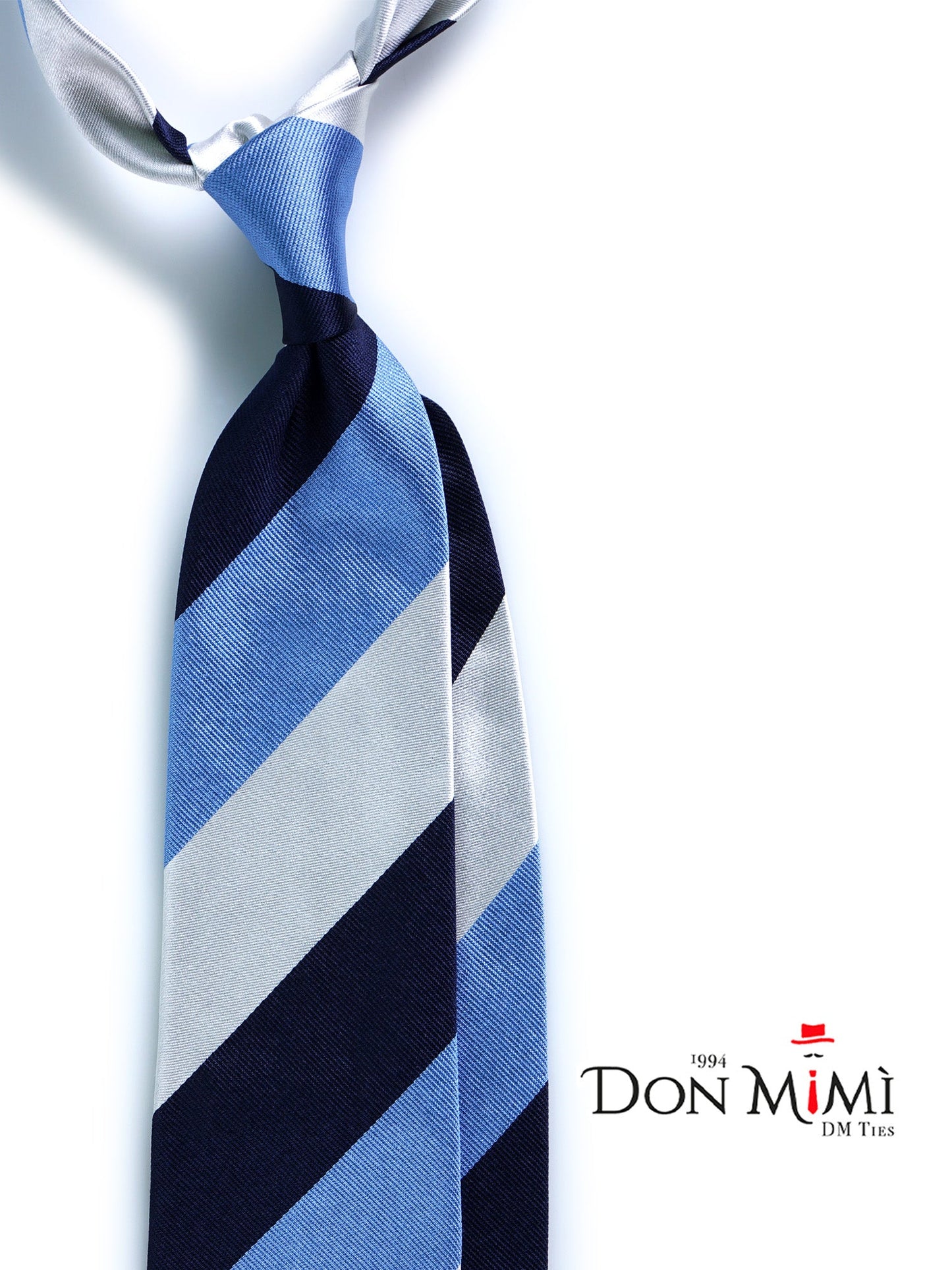3 Fold Light Blue Silk Woven Tie DINA