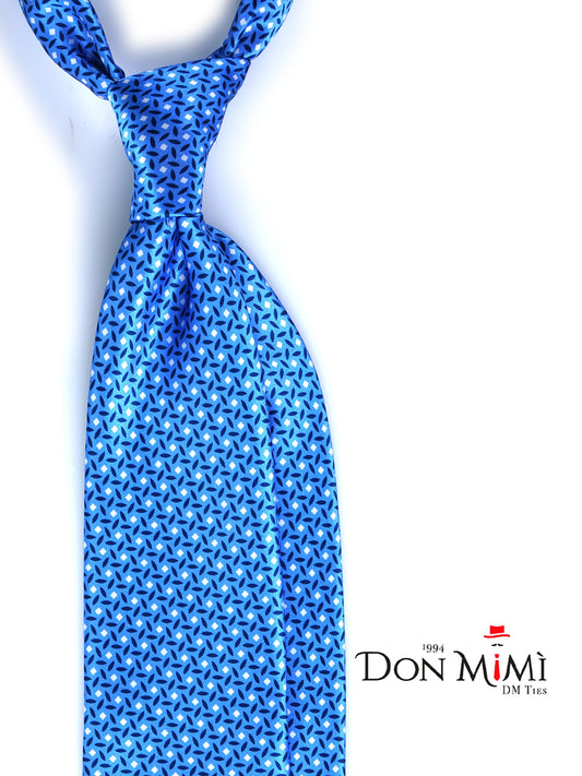 Light Blue 3 Folds DEBHORA Tie in Printed Satin Silk