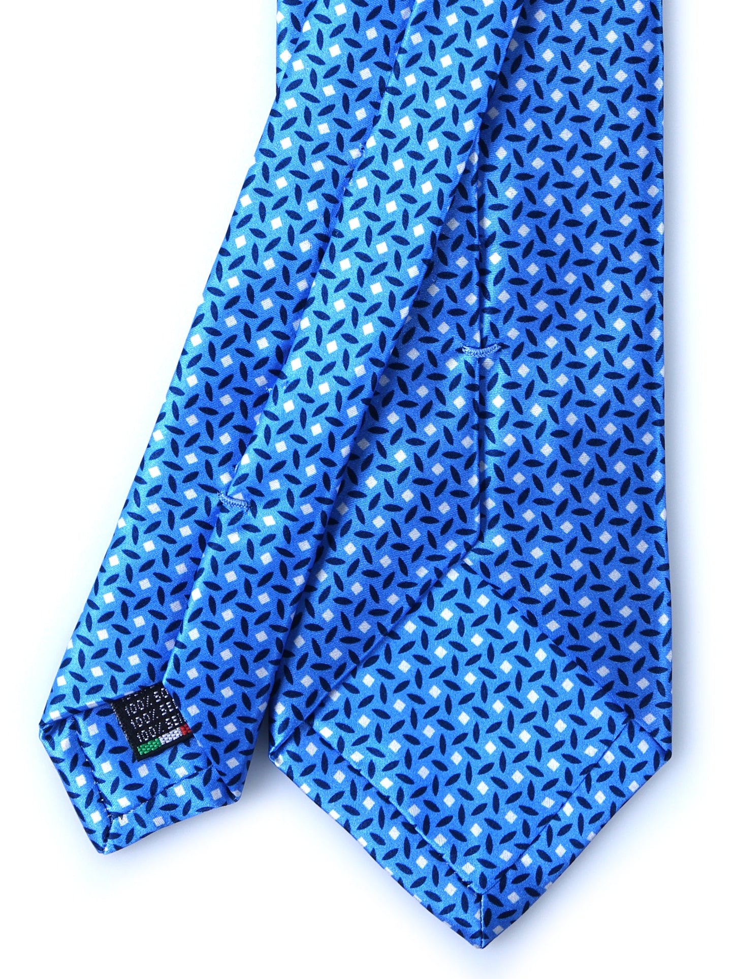 Light Blue 3 Folds DEBHORA Tie in Printed Satin Silk