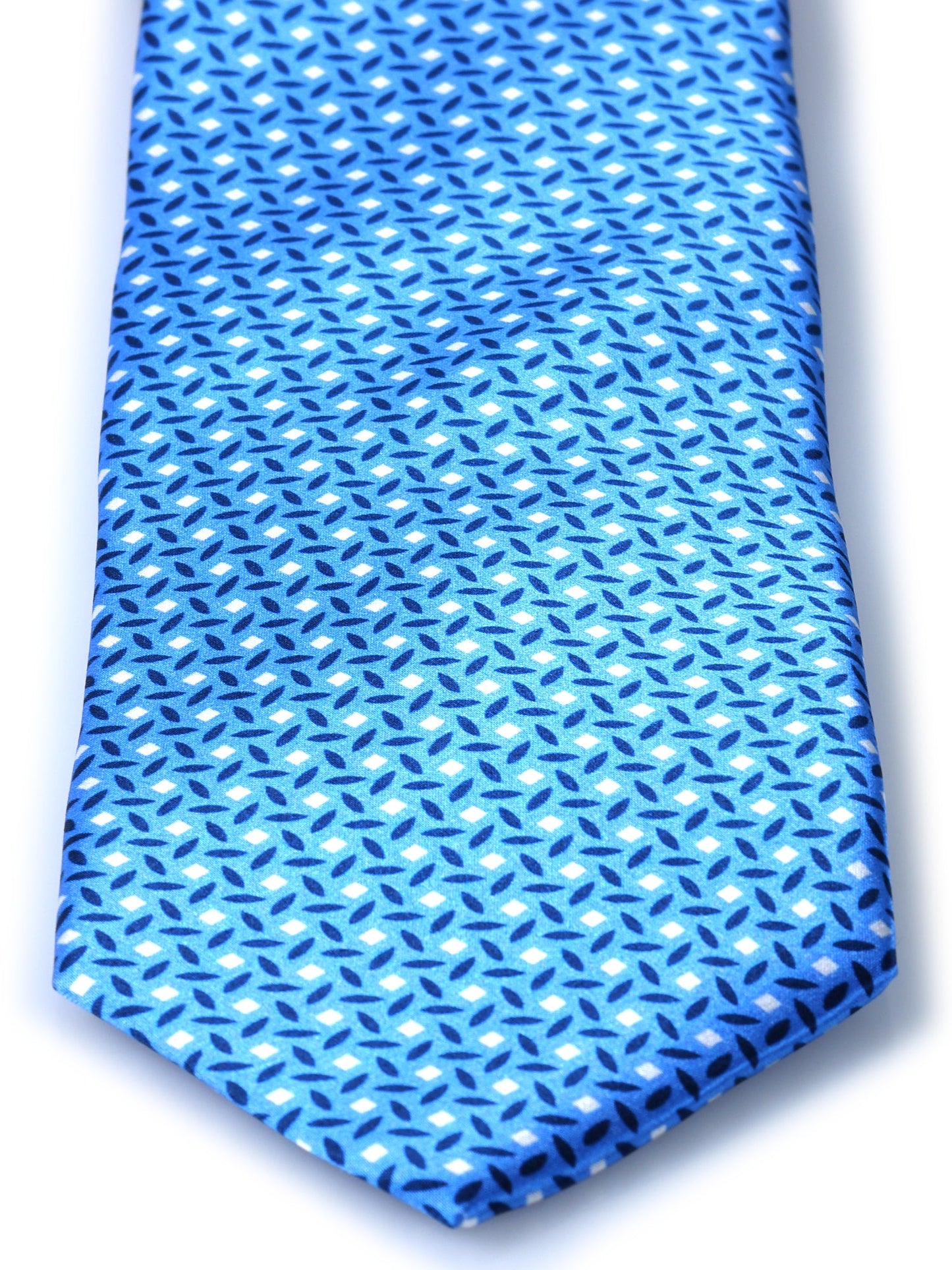 Light Blue 3 Folds DEBHORA Tie in Printed Satin Silk