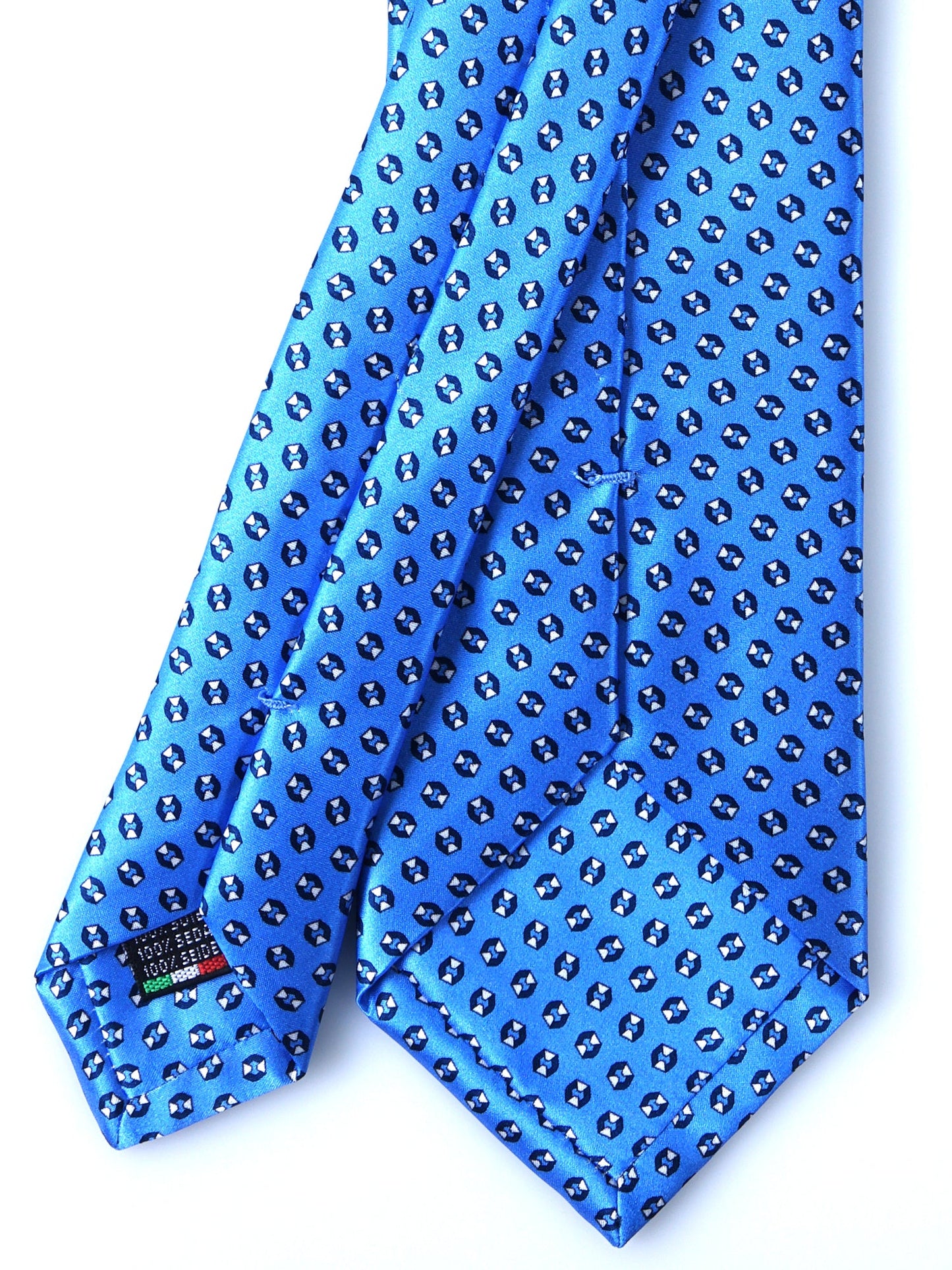 Light Blue 3 Folds SHILLA Satin Printed Tie