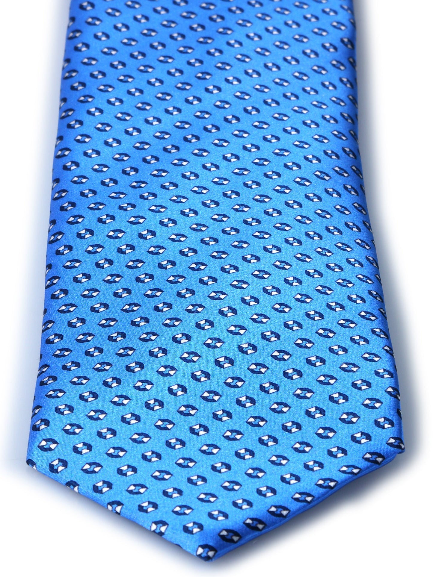 Light Blue 3 Folds SHILLA Satin Printed Tie