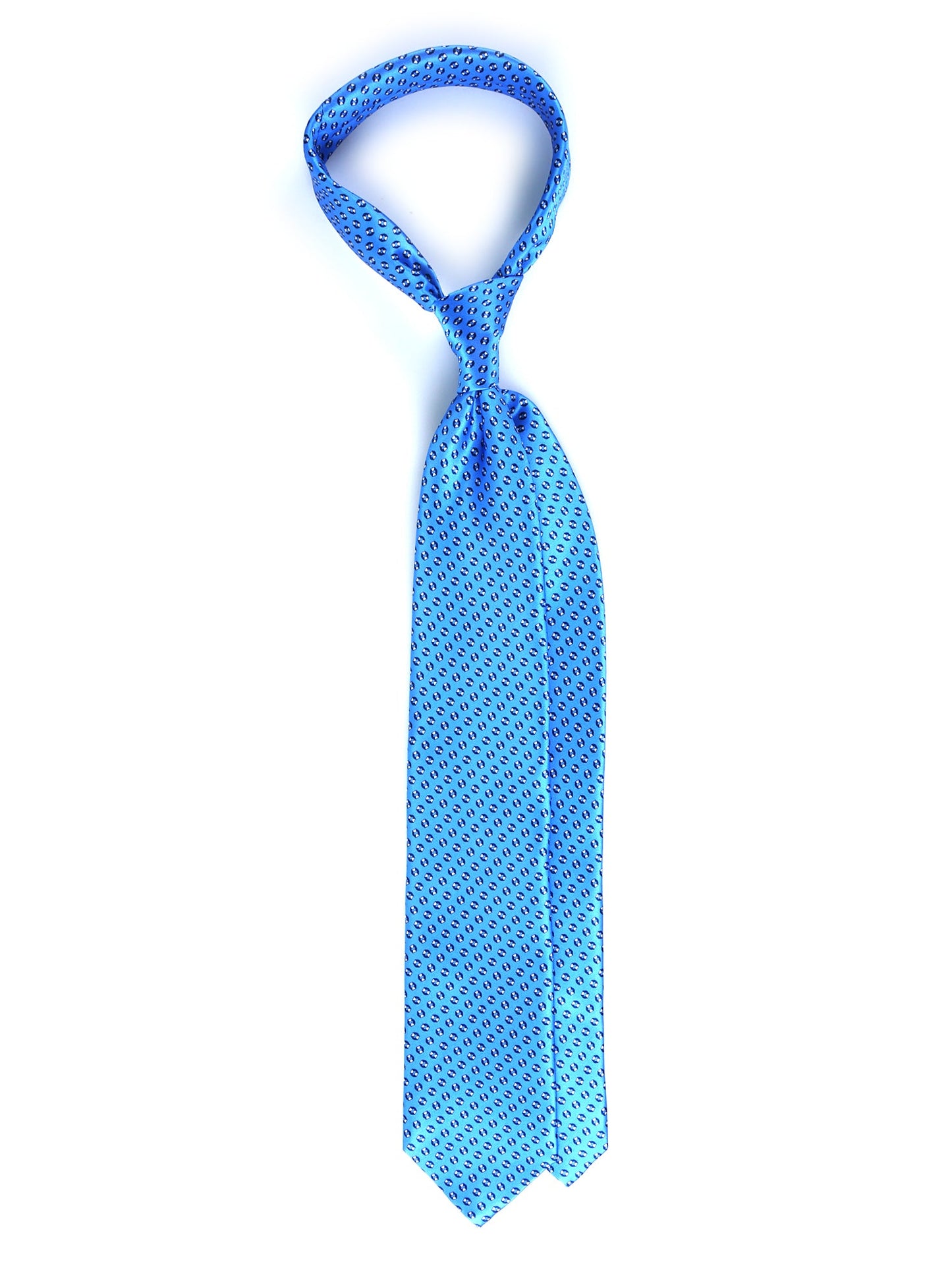 Light Blue 3 Folds SHILLA Satin Printed Tie
