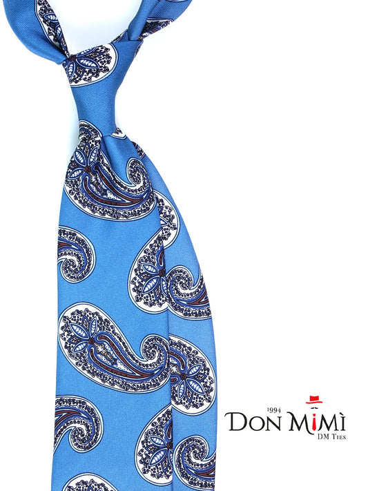 Turquoise 3 Folds WONDER Printed Silk Tie