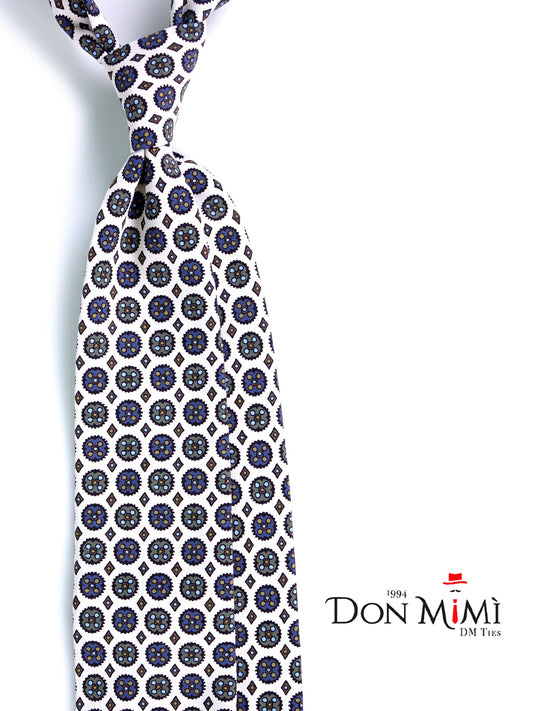 White 3 Folds CORLETO Tie in Italian Madder Silk