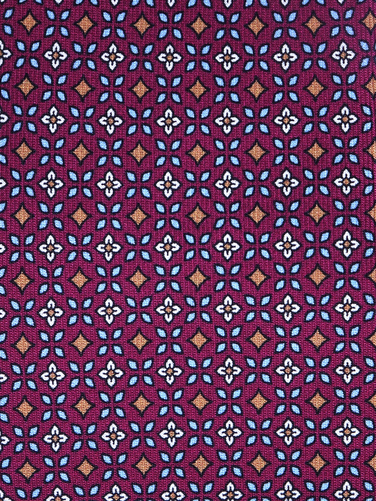 Burgundy Tie 3 Folds DONATA in Printed English Silk