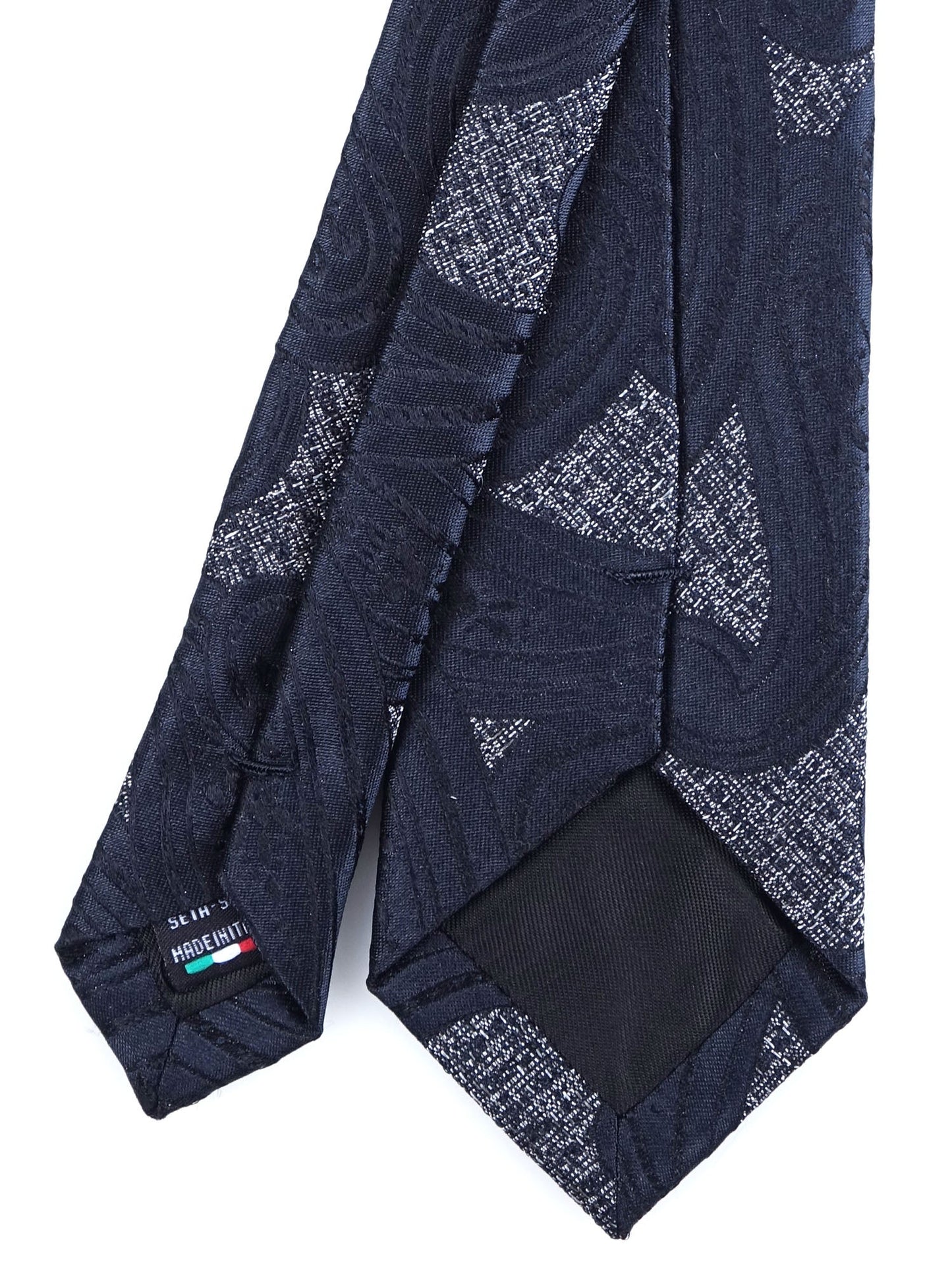 Black 3 Fold Silk Jacquard Tie GANZA