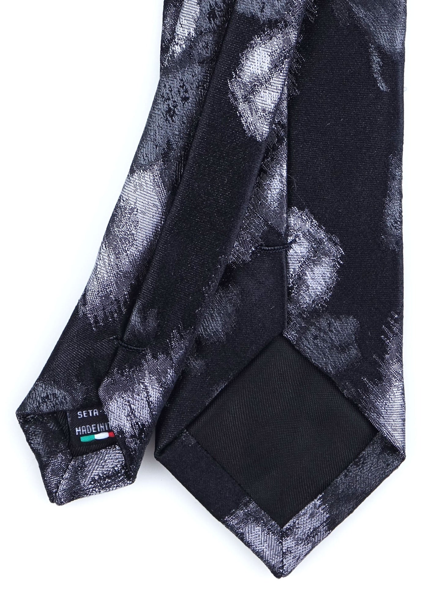 Black 3 Fold Jacquard Silk Tie MACULA