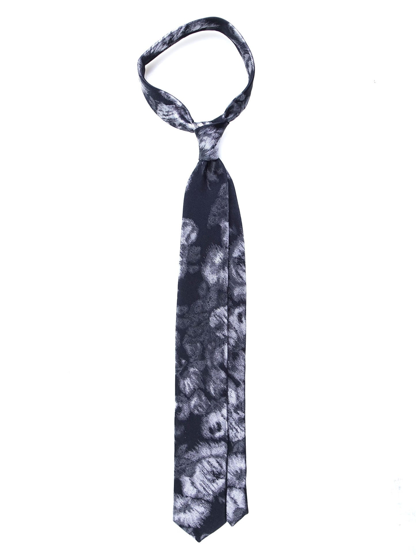 Black 3 Fold Jacquard Silk Tie MACULA