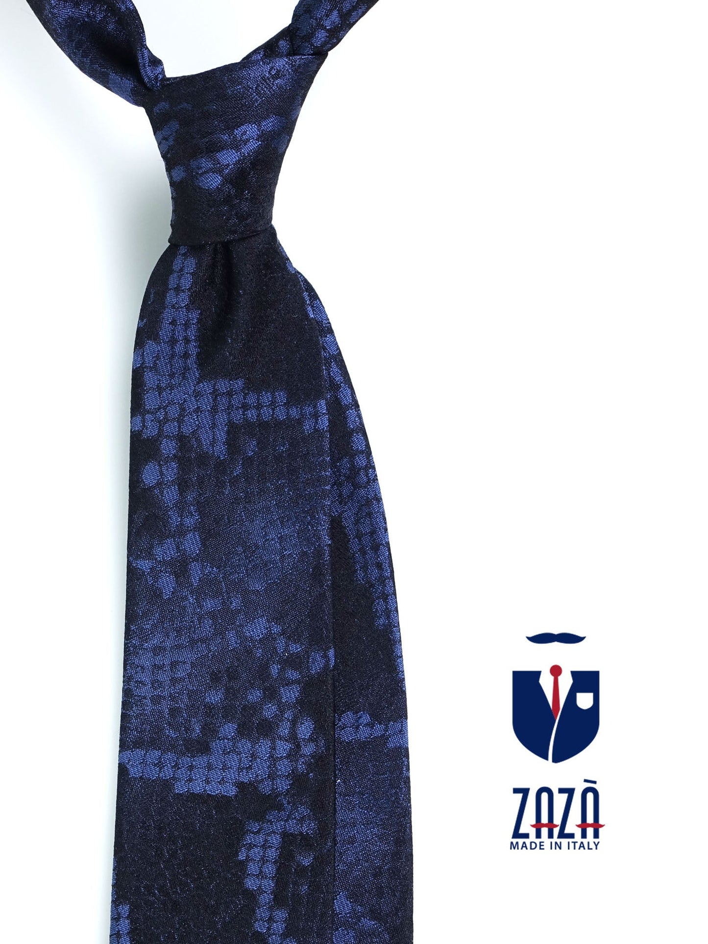 Blue 3 Fold Silk Jacquard Tie PYTHON