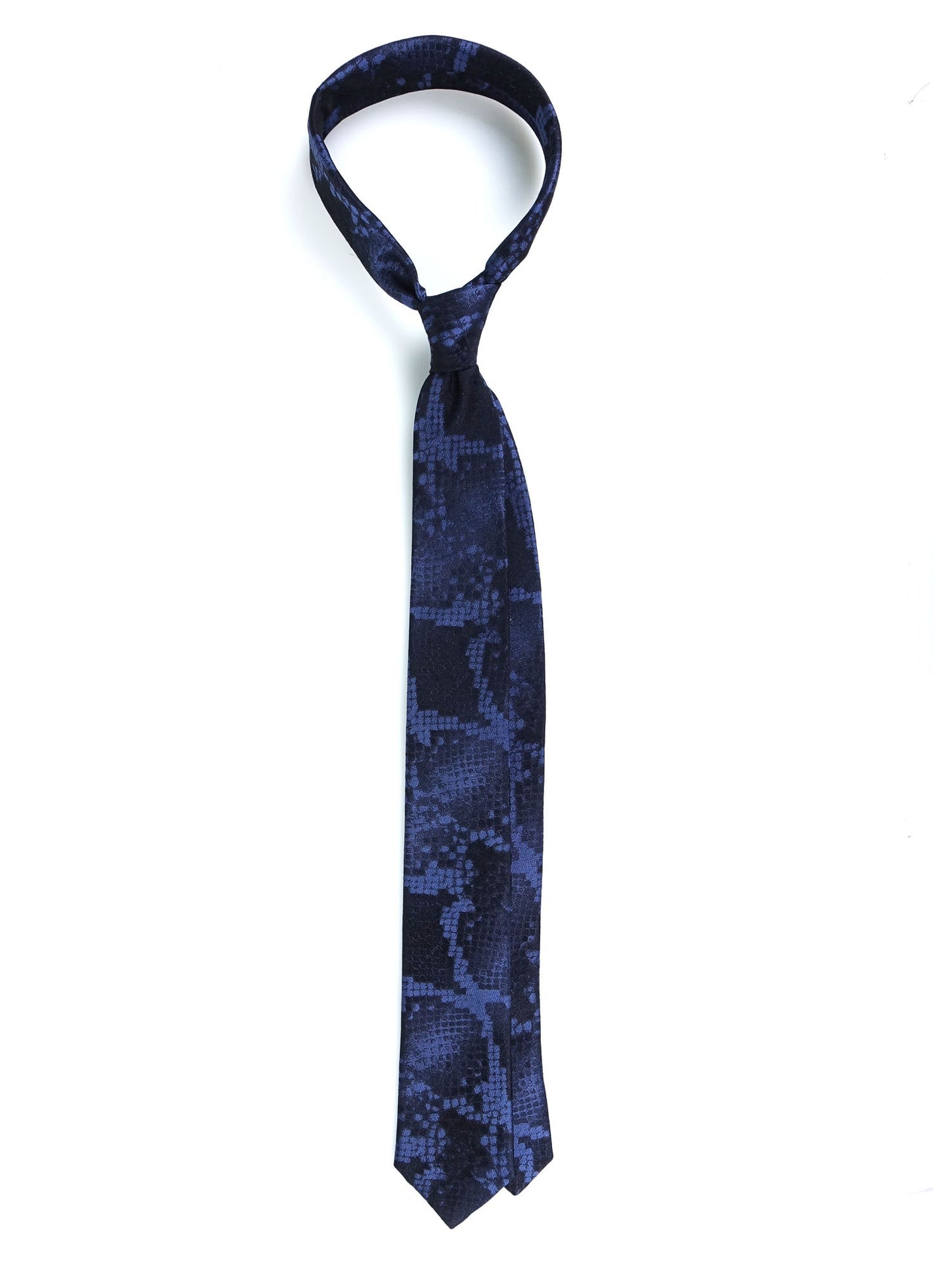 Blue 3 Fold Silk Jacquard Tie PYTHON