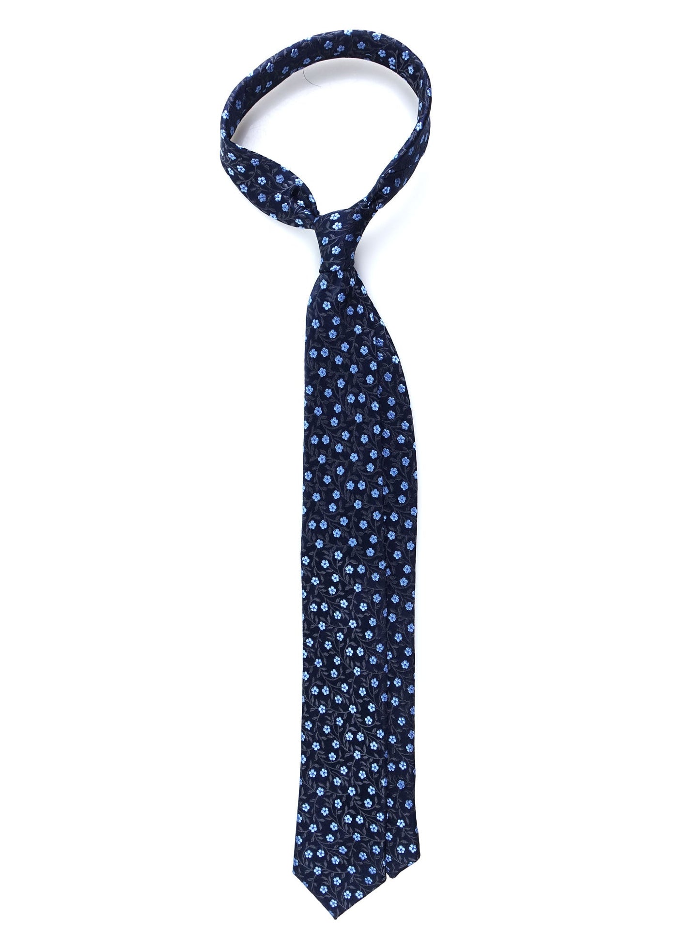 Blue 3 Fold Silk Jacquard Tie PRATO