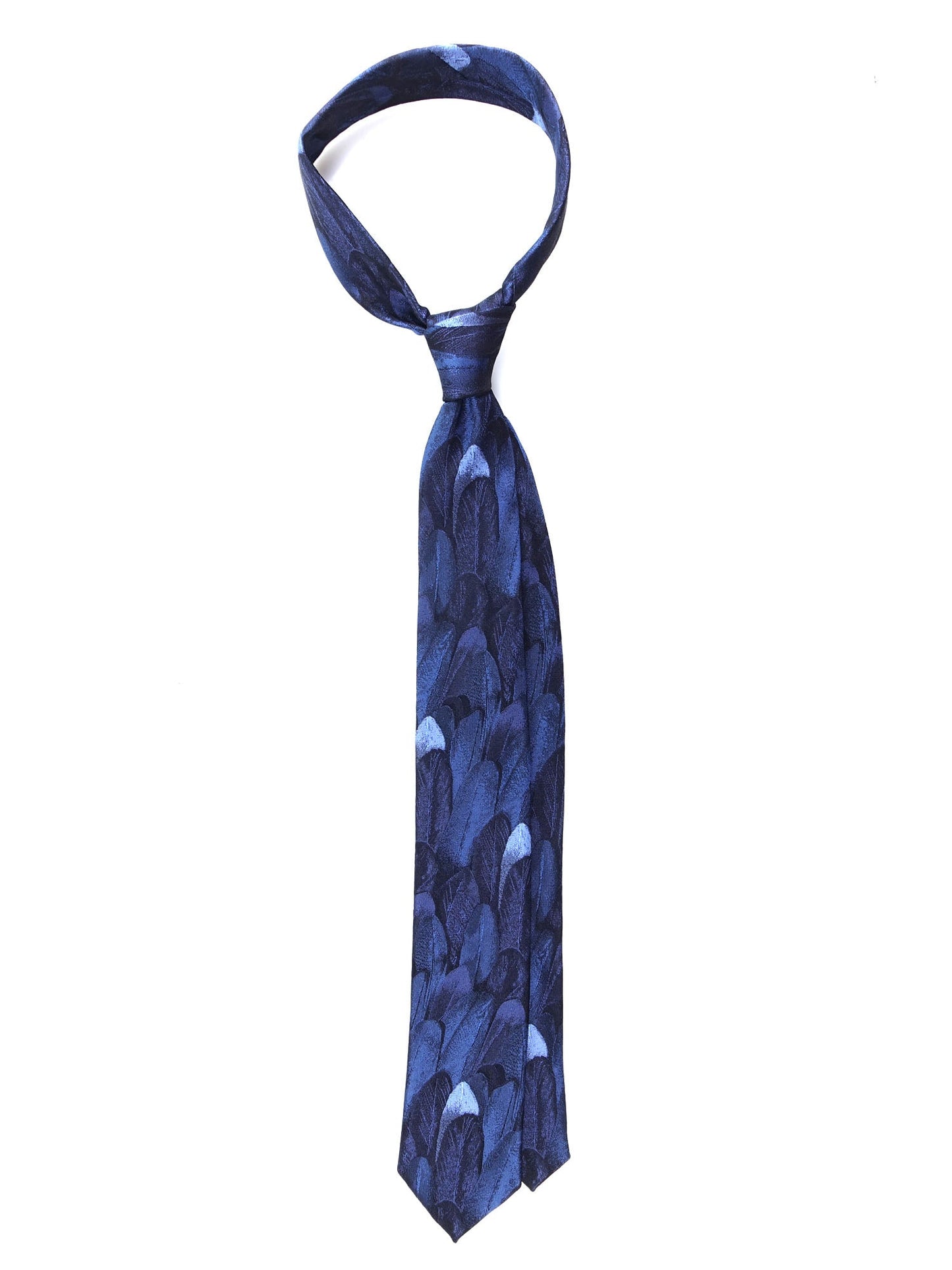 Blue 3 Fold Silk Jacquard Tie FEATHERS