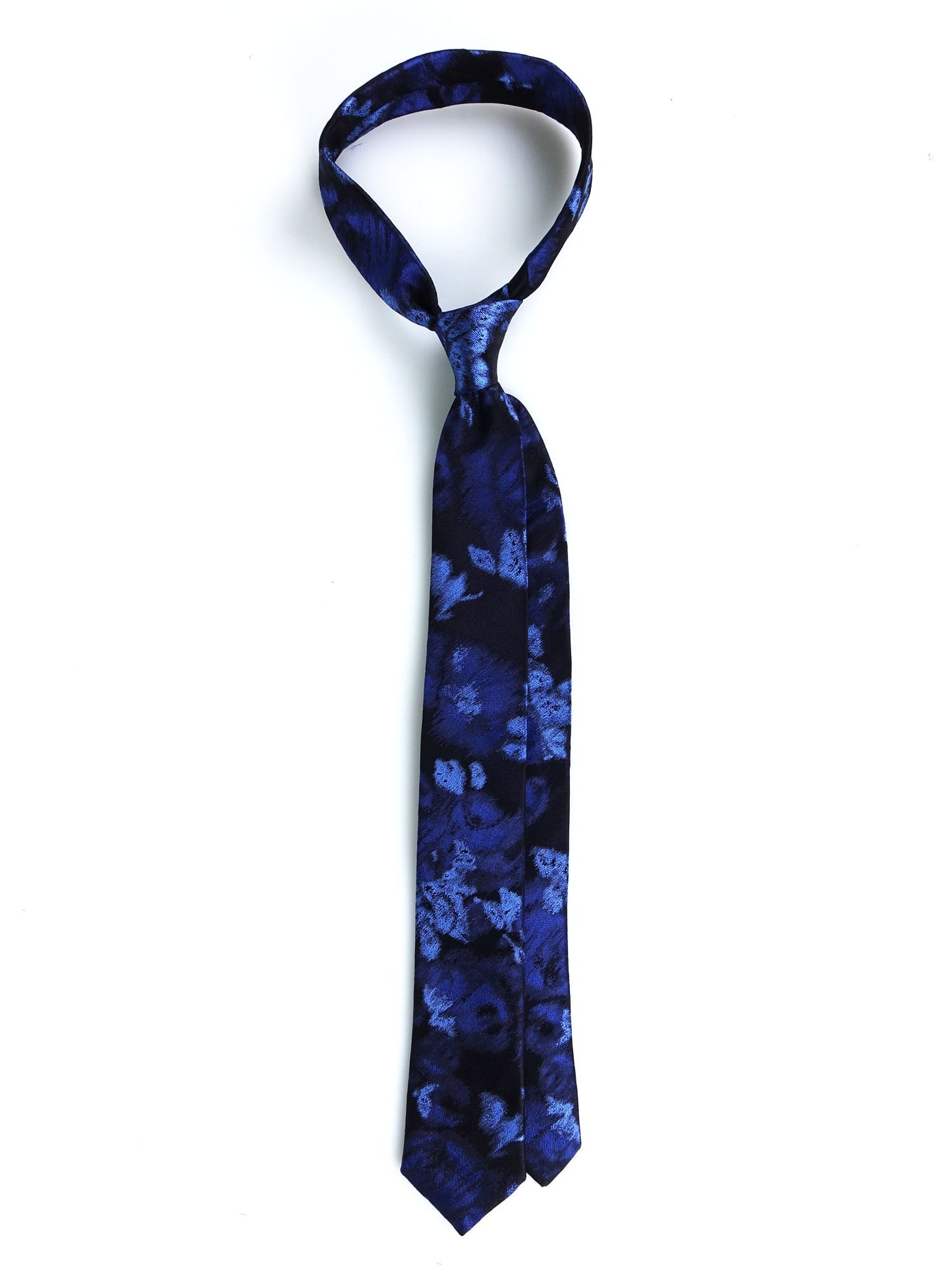 3 Fold Blue Silk Jacquard Tie FRANCE