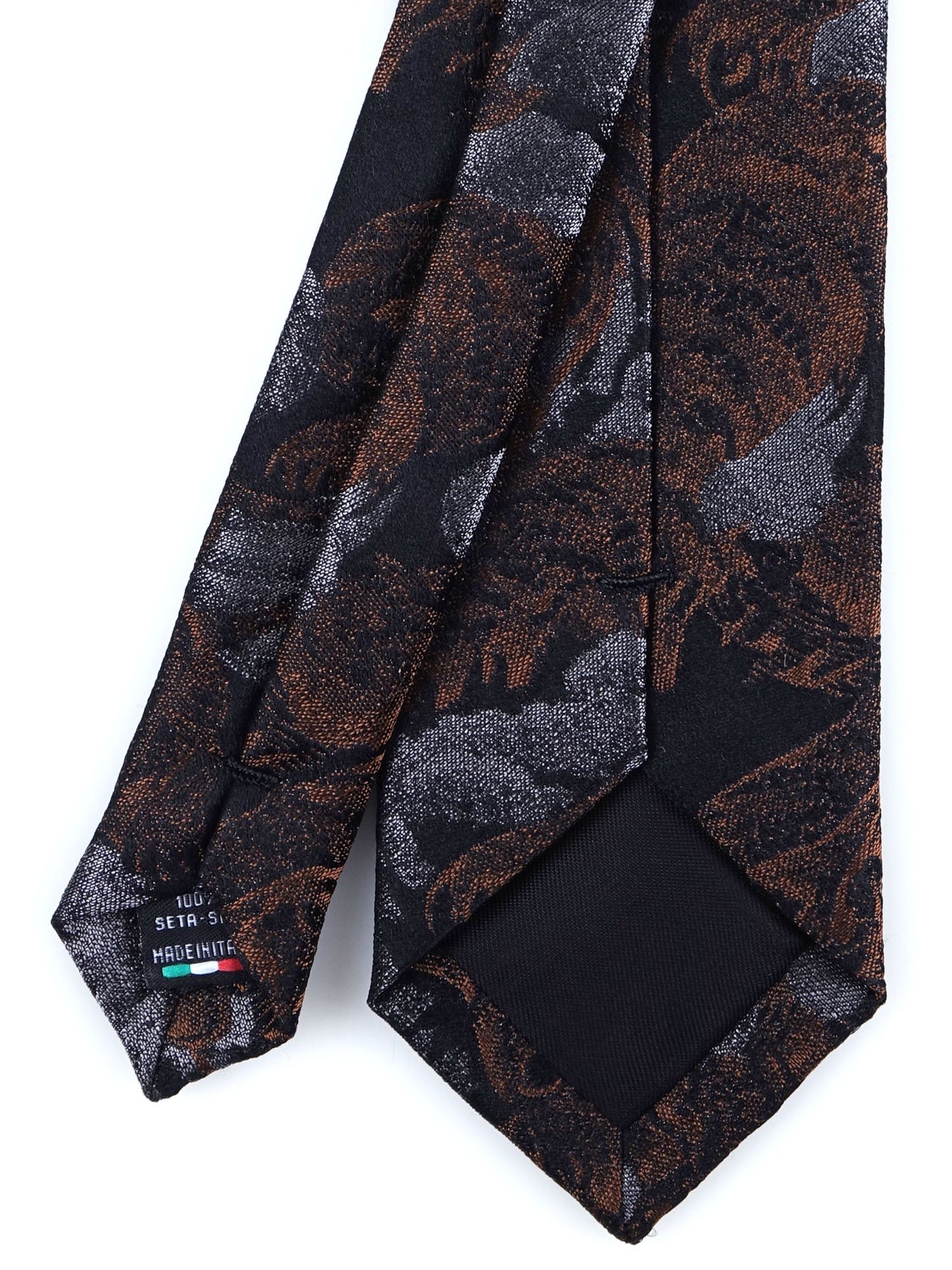 Brown 3 Fold Silk Jacquard Tie TIGER