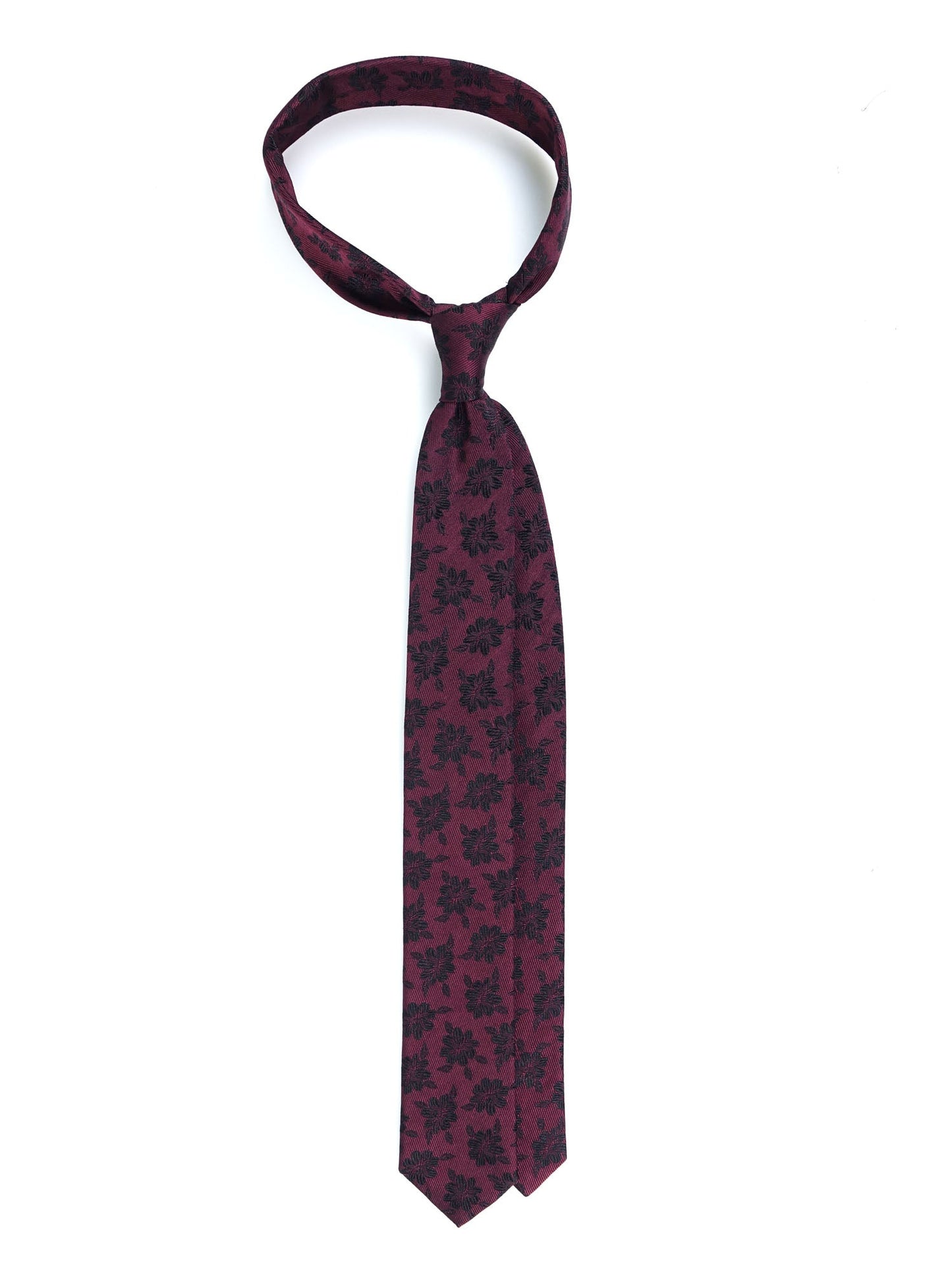 Bordeaux 3 Fold Silk Jacquard Tie FIORE