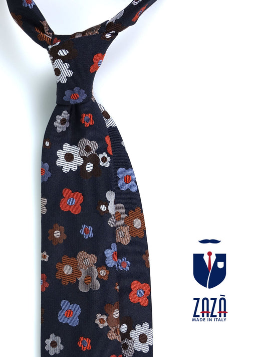 3 Fold Blue Silk Jacquard Tie VERNA