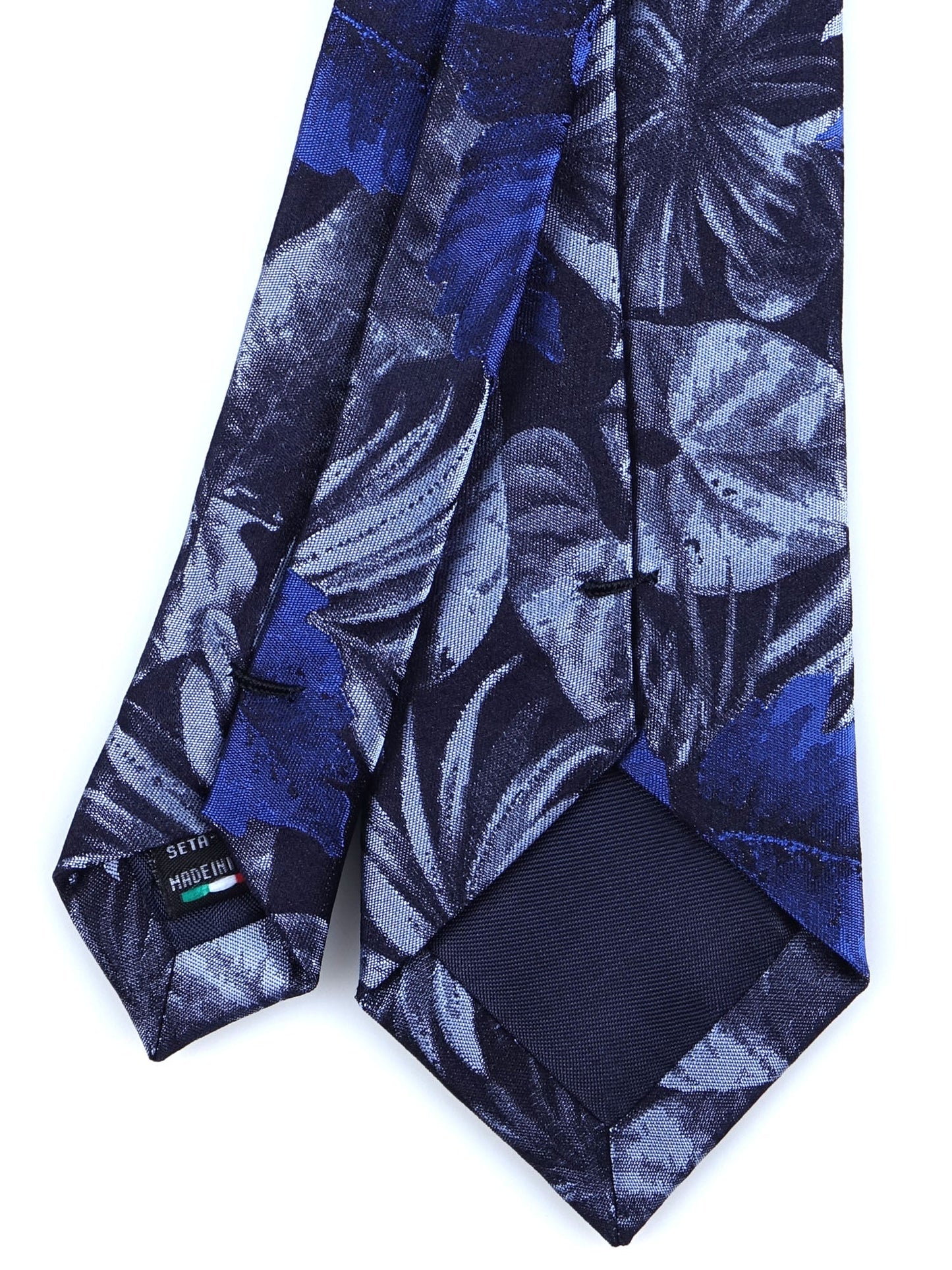 Electric Blue 3 Folds Jacquard Silk Tie MAIORCA