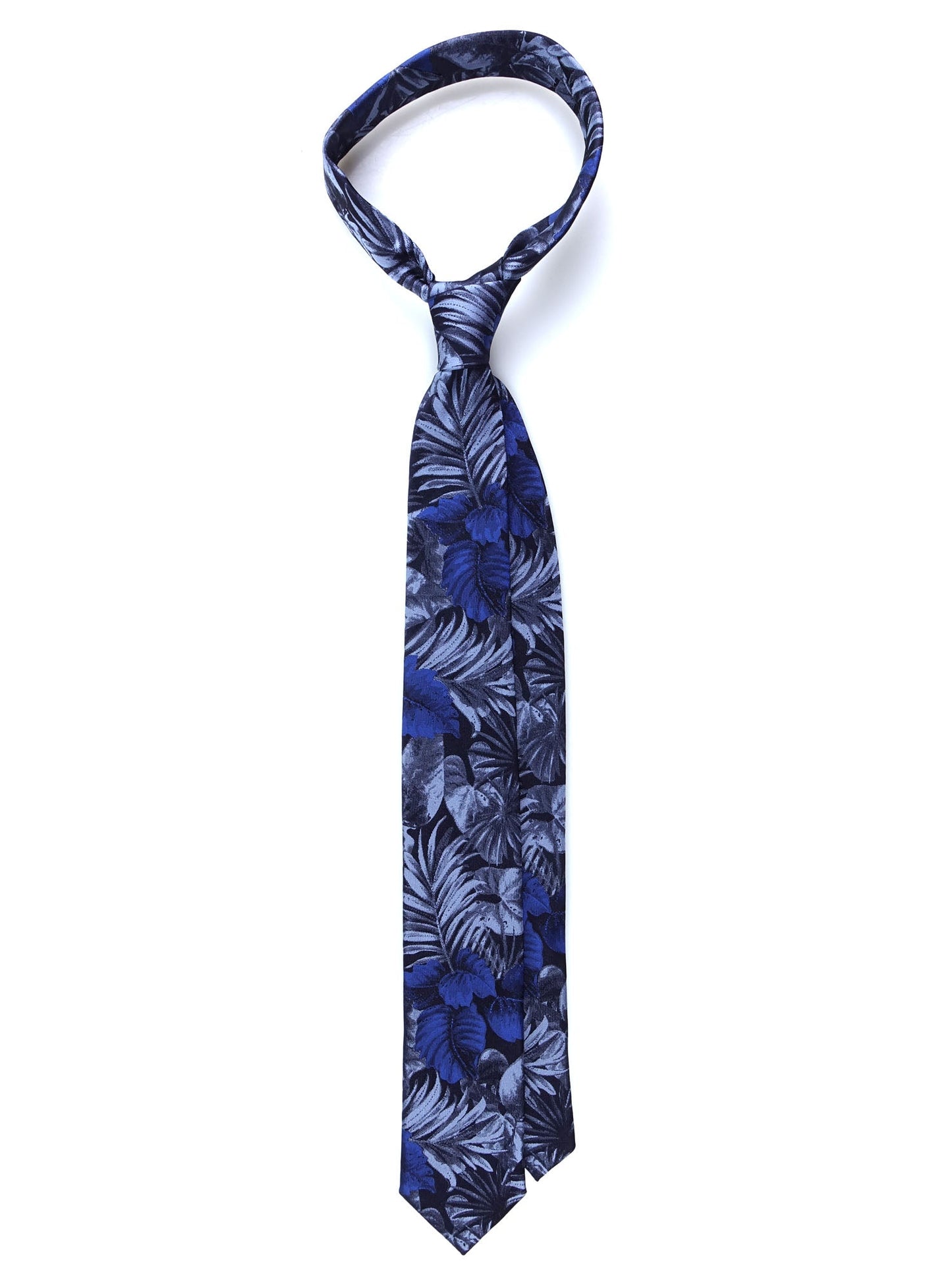 Electric Blue 3 Folds Jacquard Silk Tie MAIORCA