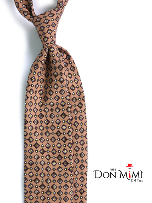 Beige Tie 3 Folds MANTOVA in Italian Madder Silk