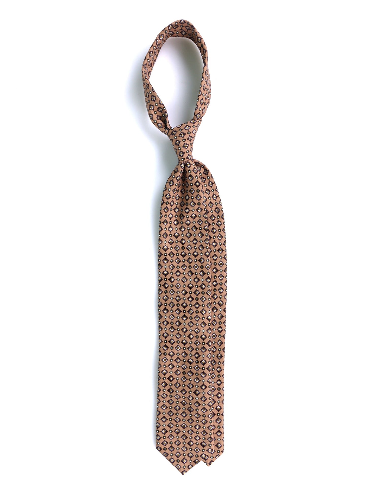 Beige Tie 3 Folds MANTOVA in Italian Madder Silk
