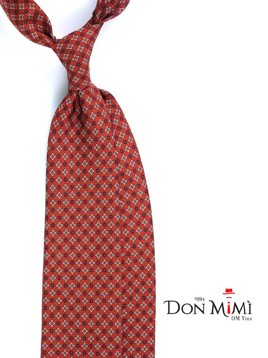 Rust Tie 3 Folds GASPACE in Printed English Silk