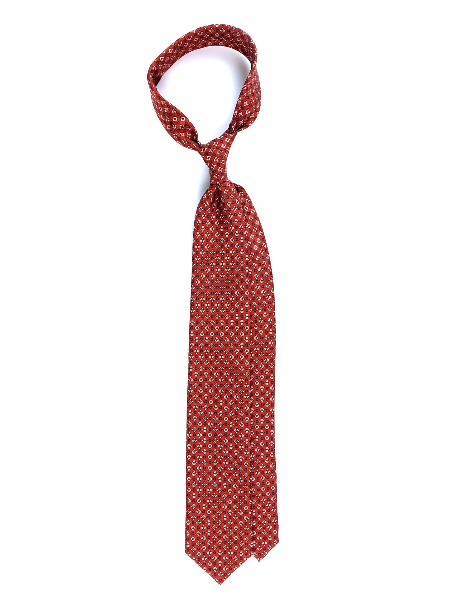 Rust Tie 3 Folds GASPACE in Printed English Silk