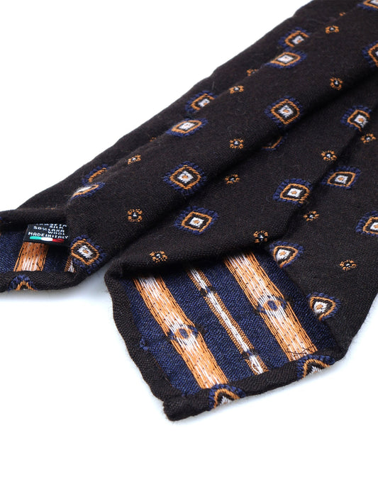 Brown tie 3 folds unlined without interior in wool/silk FATHER