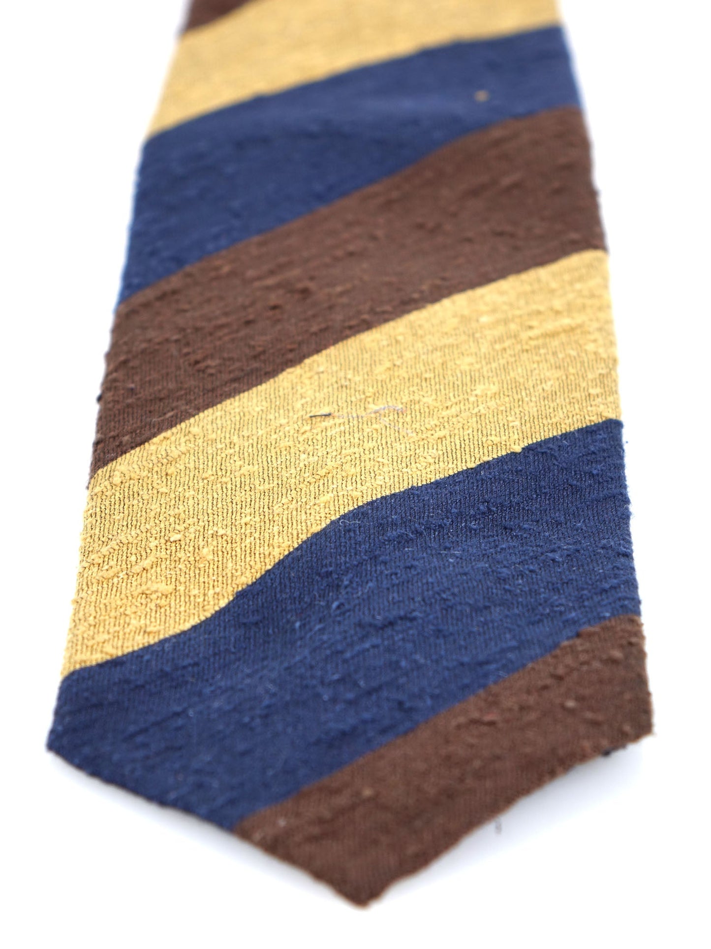 Unlined 3 folds brown/gold shantung silk tie TRIGA