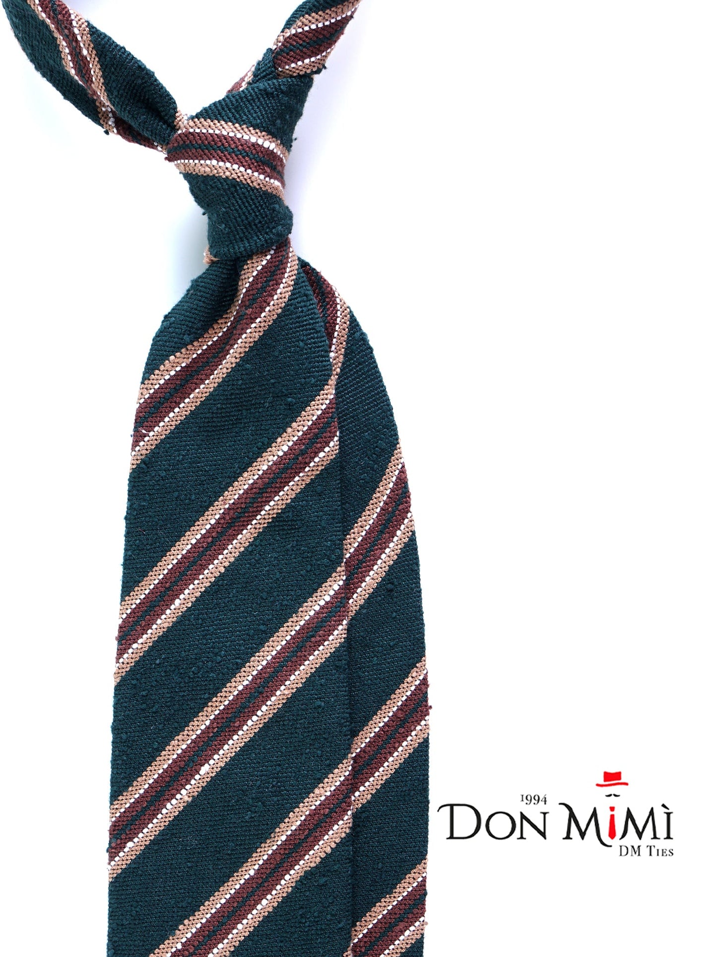 Unlined 3 Folds Silk Shantung Tie in Green GRANTA