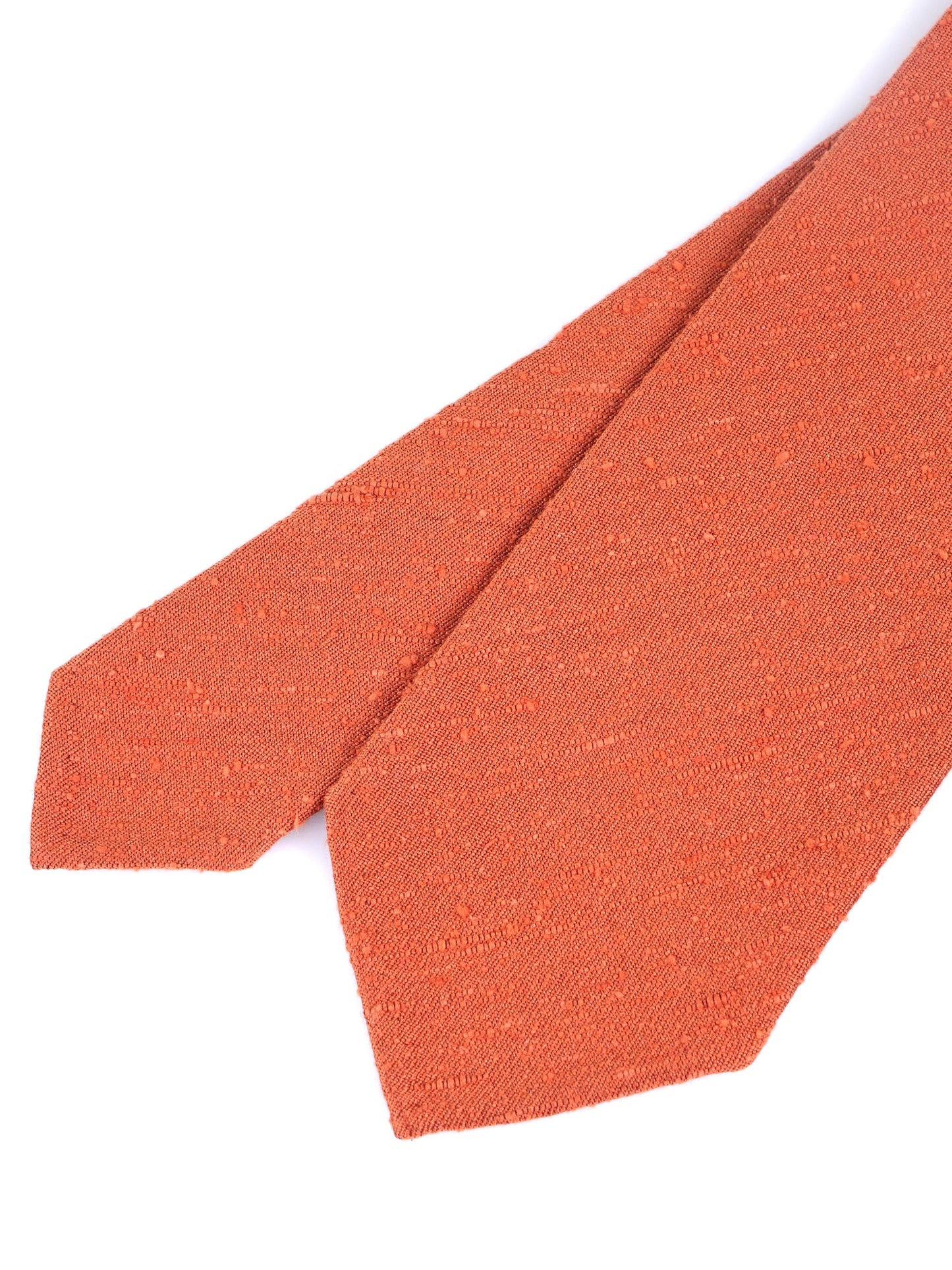 Unlined 3 Fold Tie FARMA Shantung Silk Orange
