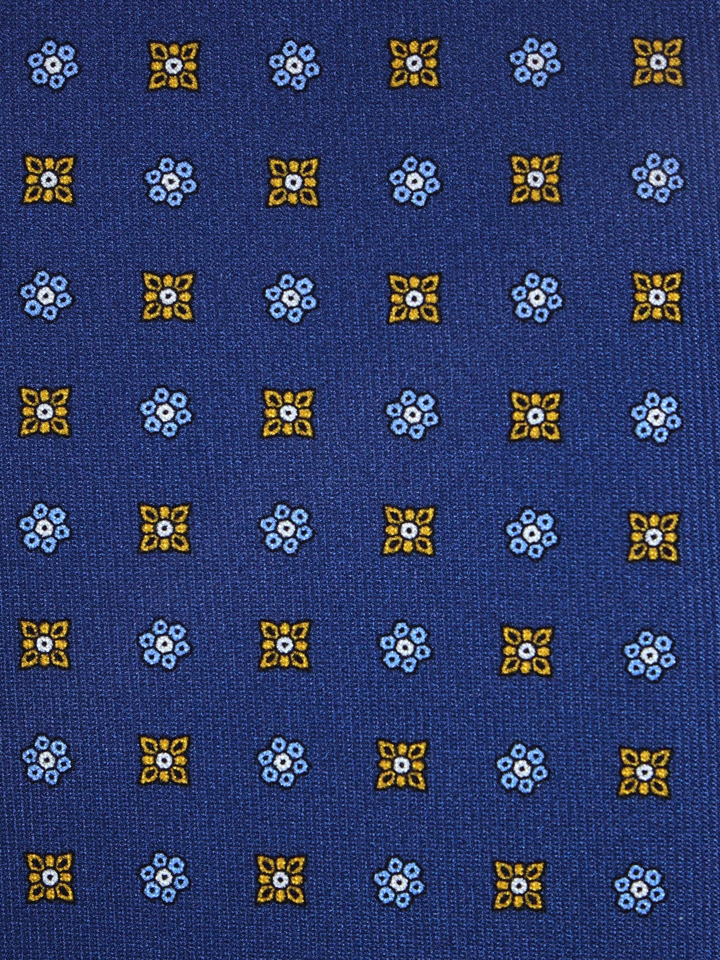 Blue 7 Fold tie NAPOLI in Printed Luxury Silk