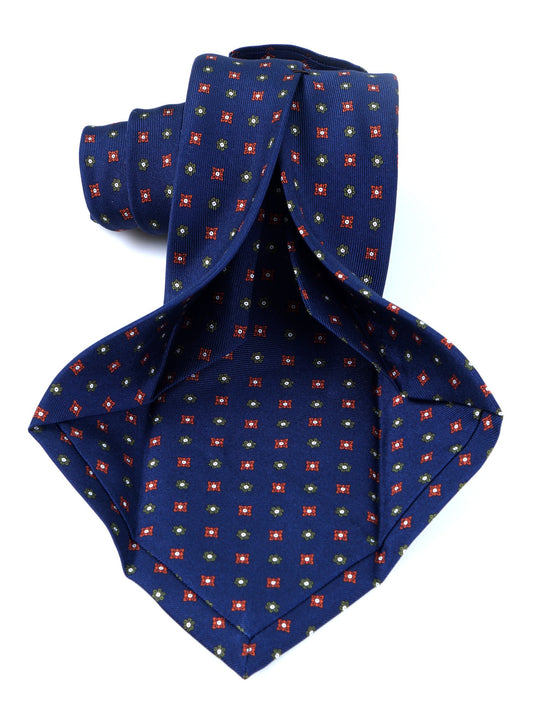 Dark Blue 7 Fold tie NAPOLI in Luxury Printed Silk